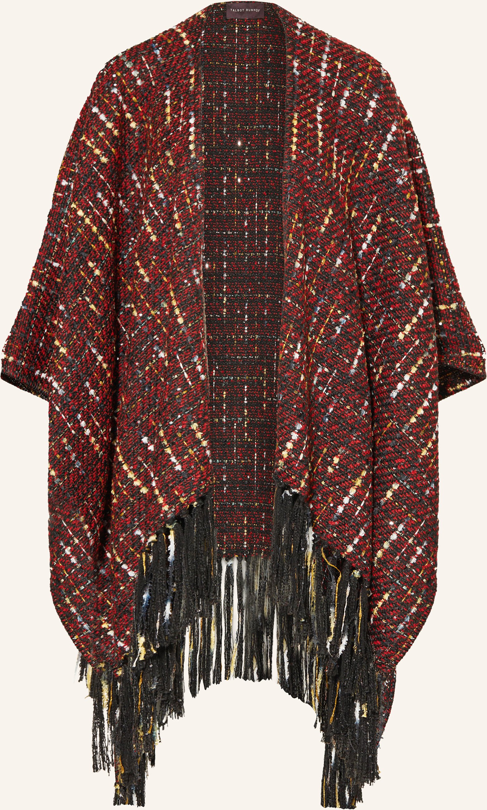 Talbot Runhof Tweed-Cape Mit Glitzergarn Und Pailletten rot