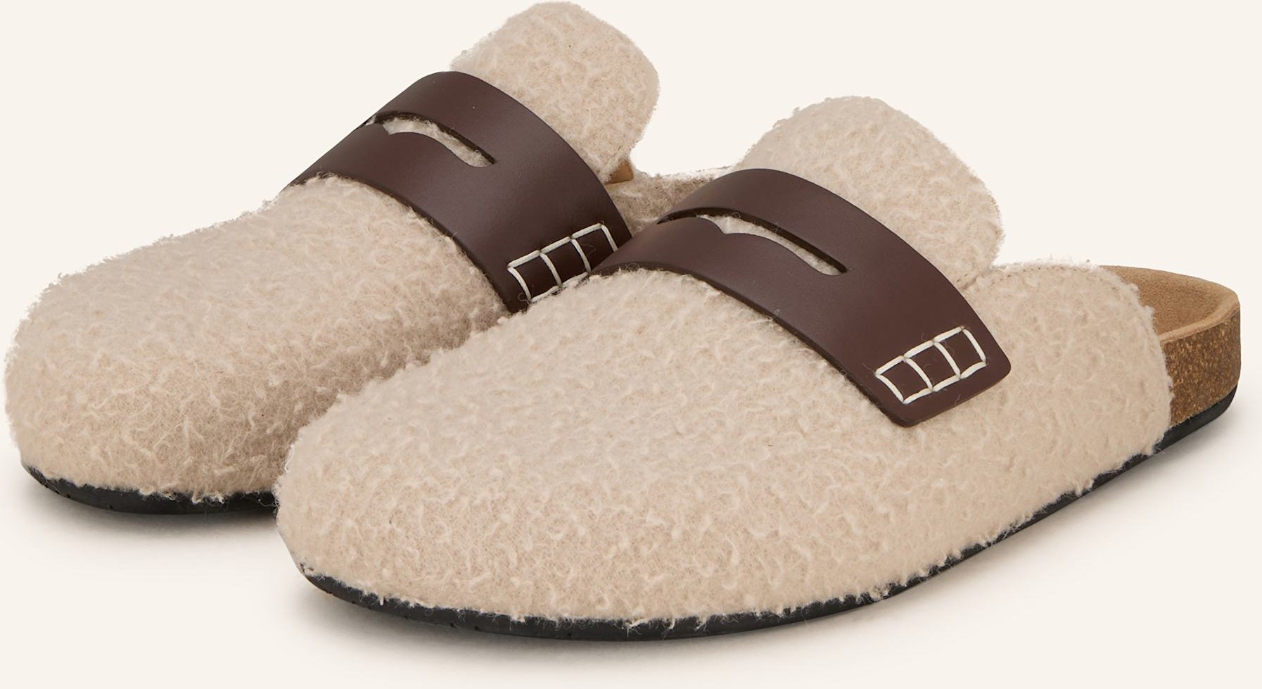Jw Anderson Mules Mit Teddyfell beige