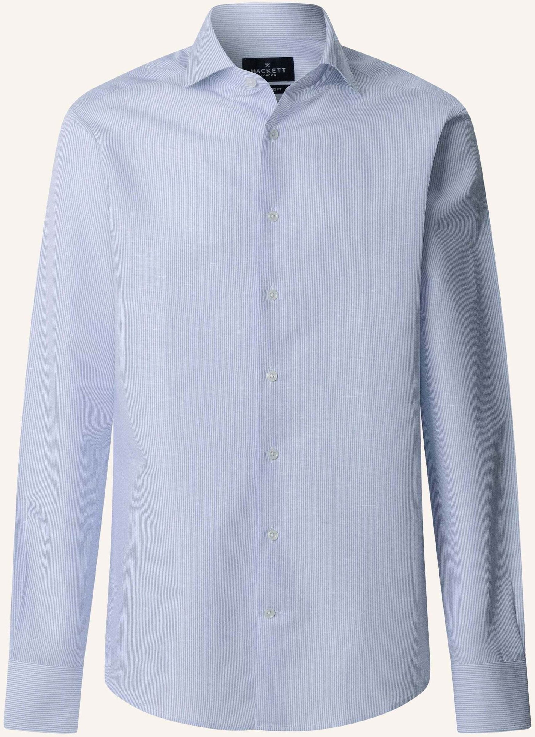 Hackett London Freizeithemd Formal Cot Lin Str blau