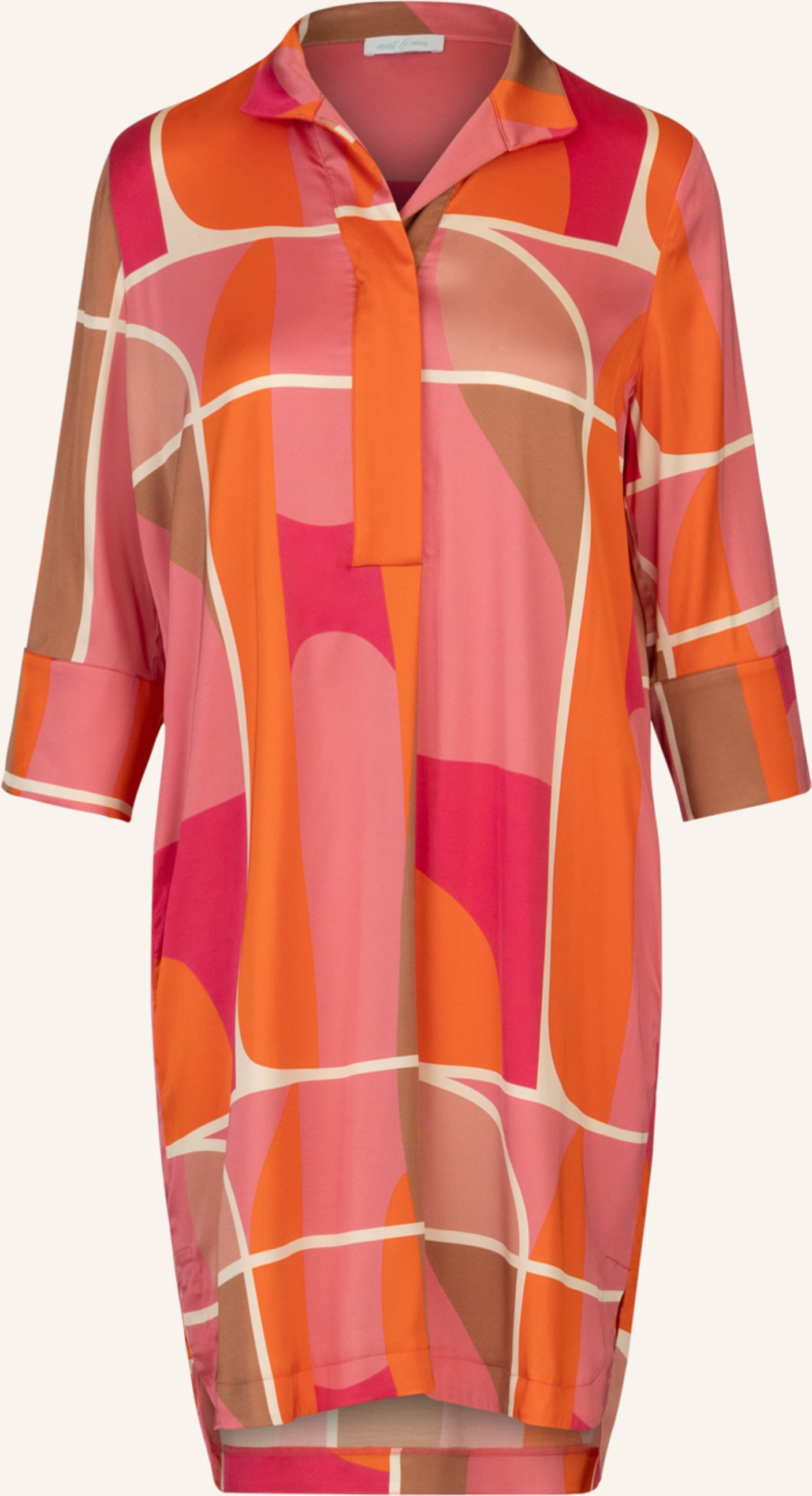 Mint & Mia Kurzes Bedrucktes Viskose Satin Kleid rosa