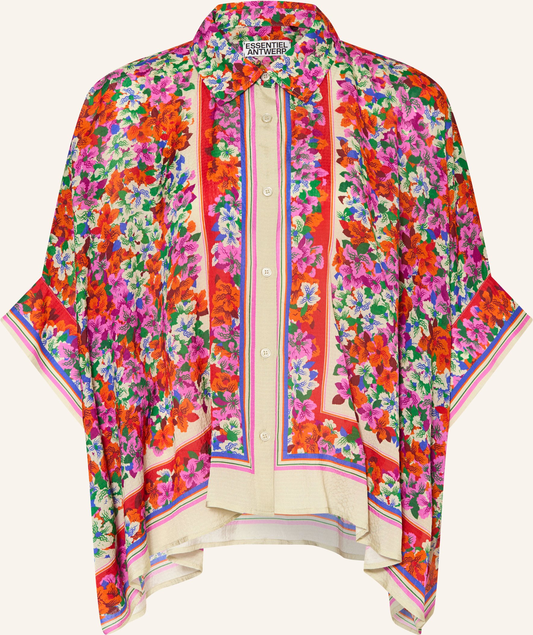 Essentiel Antwerp Oversized-Hemdbluse Jirt Mit Seide Und 3/4-Arm orange