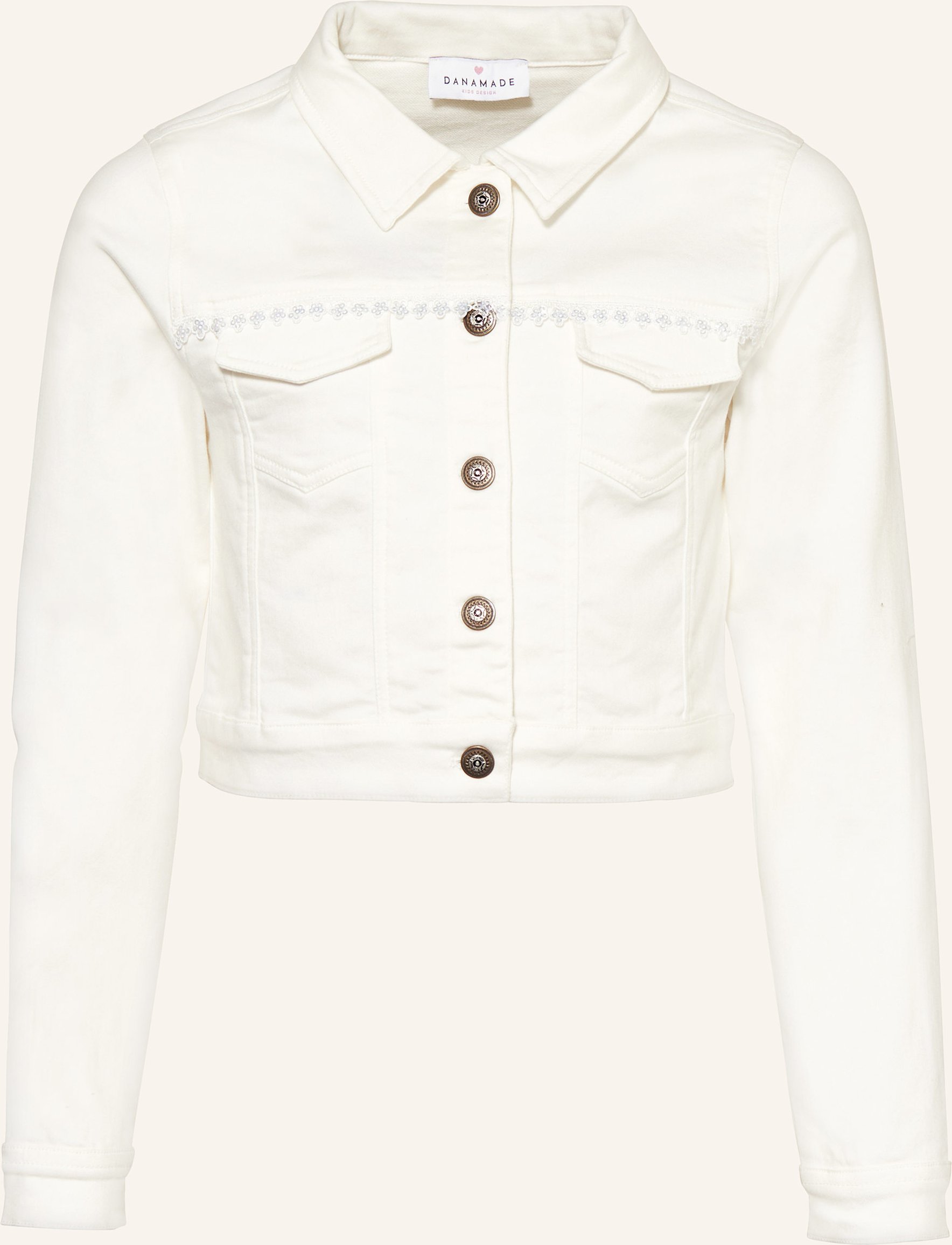 Danamade Jeansjacke Mit Spitze Und Pailletten weiss