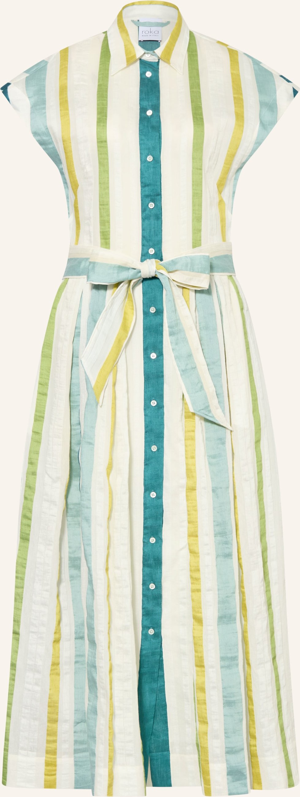 Sara Roka Hemdblusenkleid Edrina Mit Leinen weiss