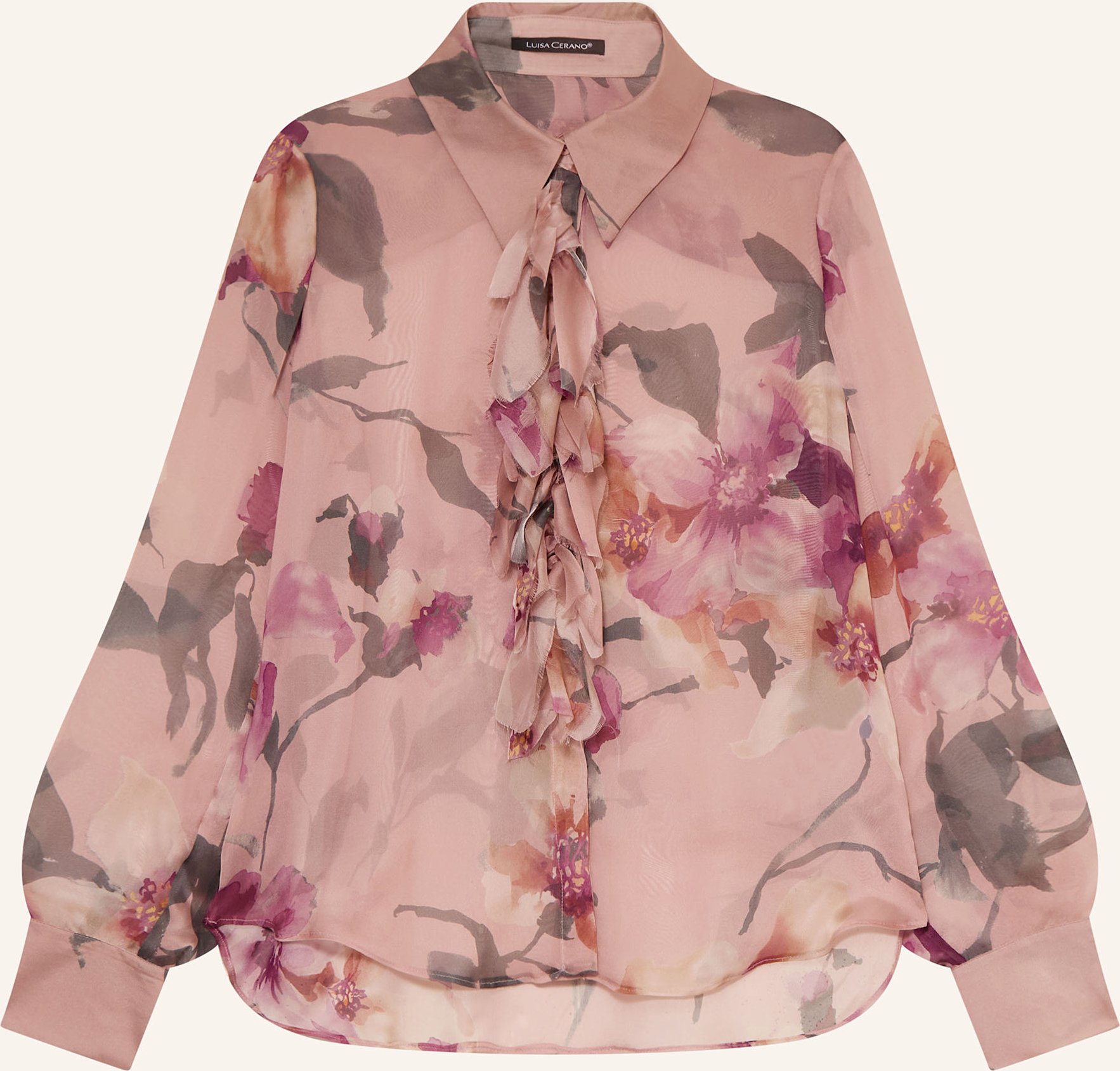 Luisa Cerano Hemdbluse Aus Seide Mit Rüschen rosa