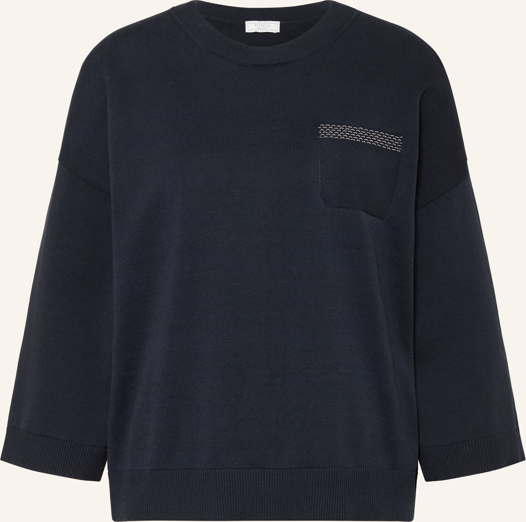 Peserico Pullover Mit 3/4-Arm Und Schmucksteinen blau