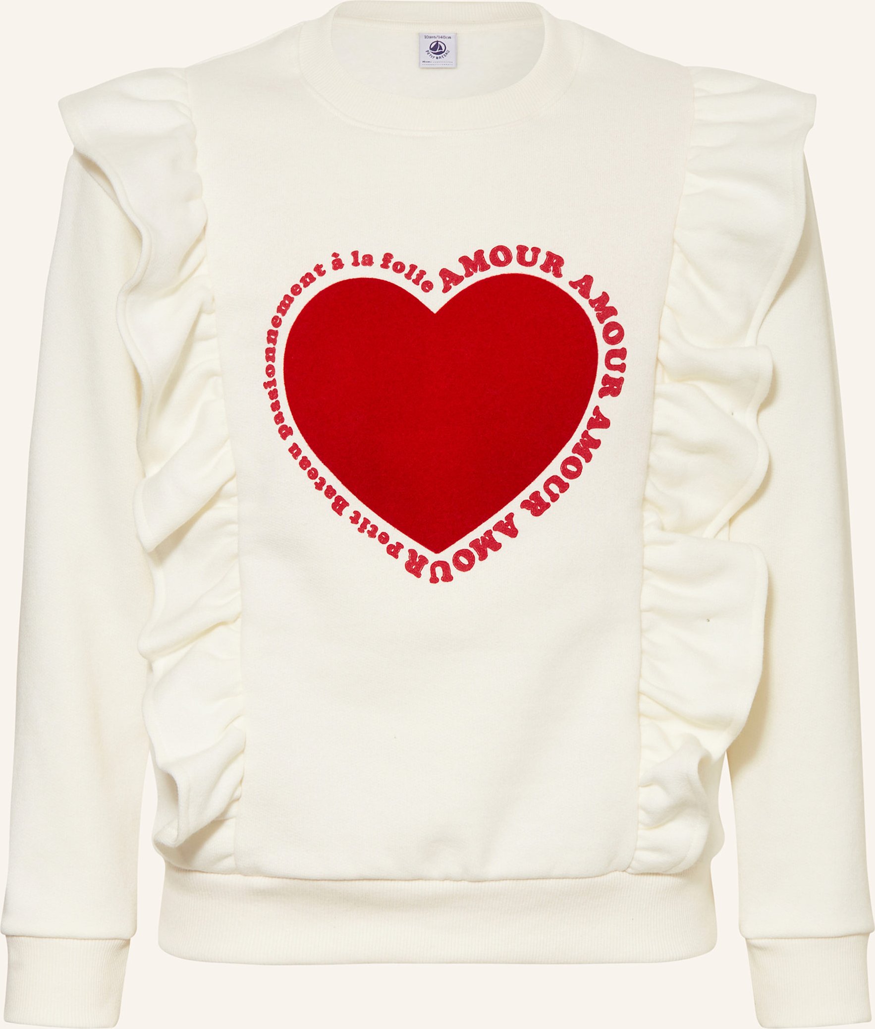 Petit Bateau Sweatshirt Mit Rüschen weiss