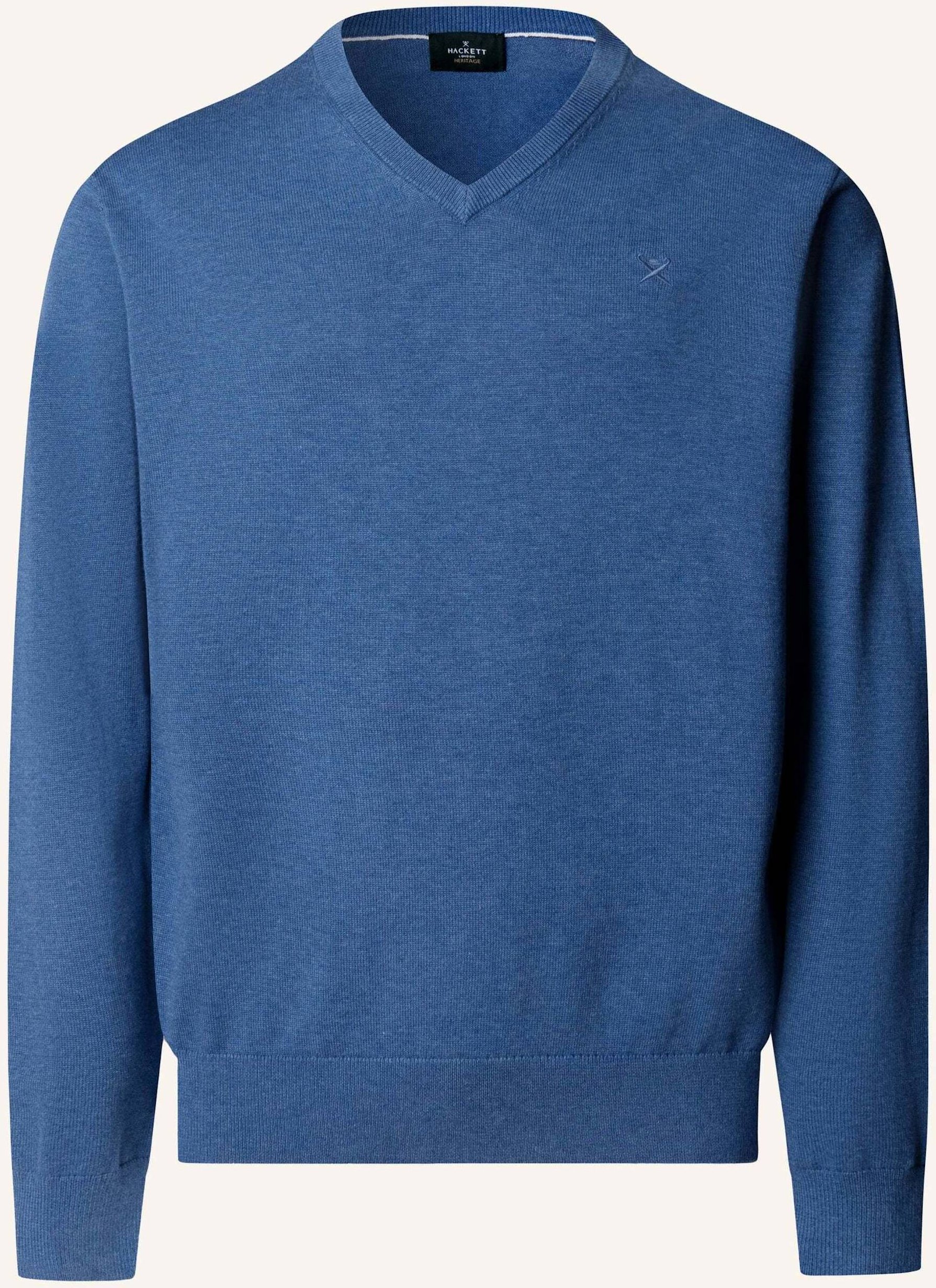 Hackett London Pullover Ess Cotton V Neck blau