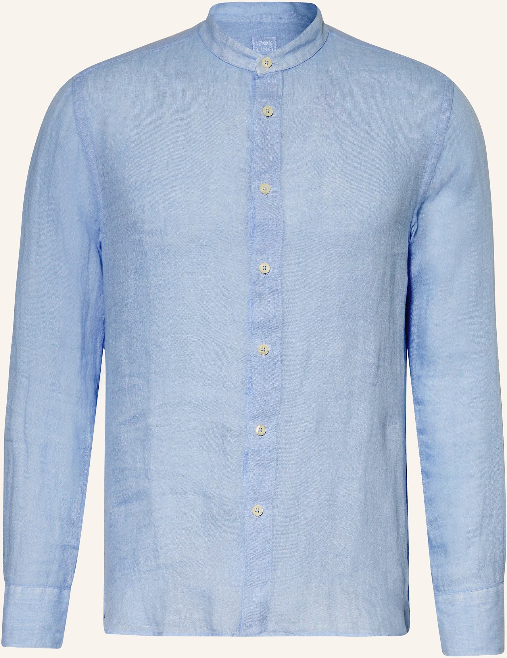 120%Lino Leinenhemd Slim Fit Mit Stehkragen blau