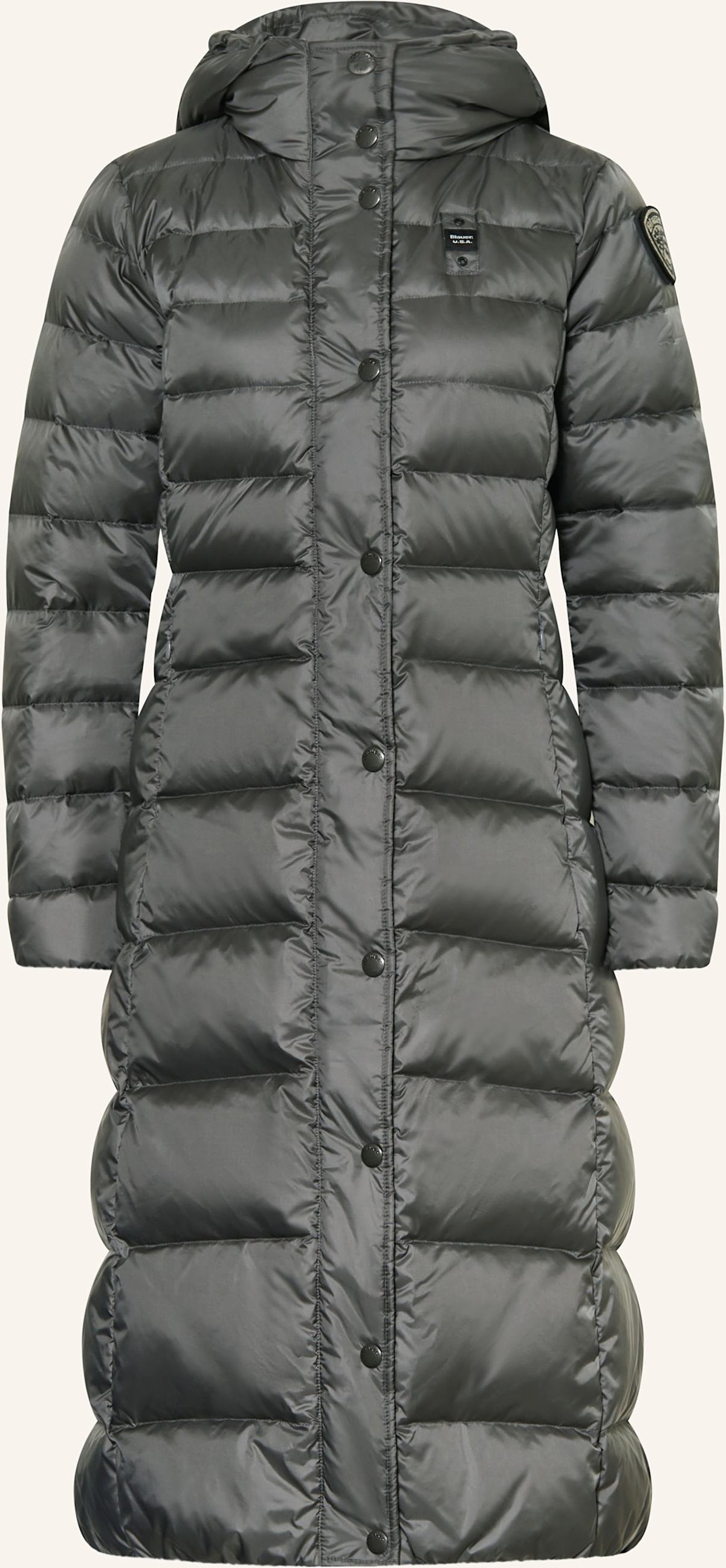 Blauer Daunenmantel Ani grau