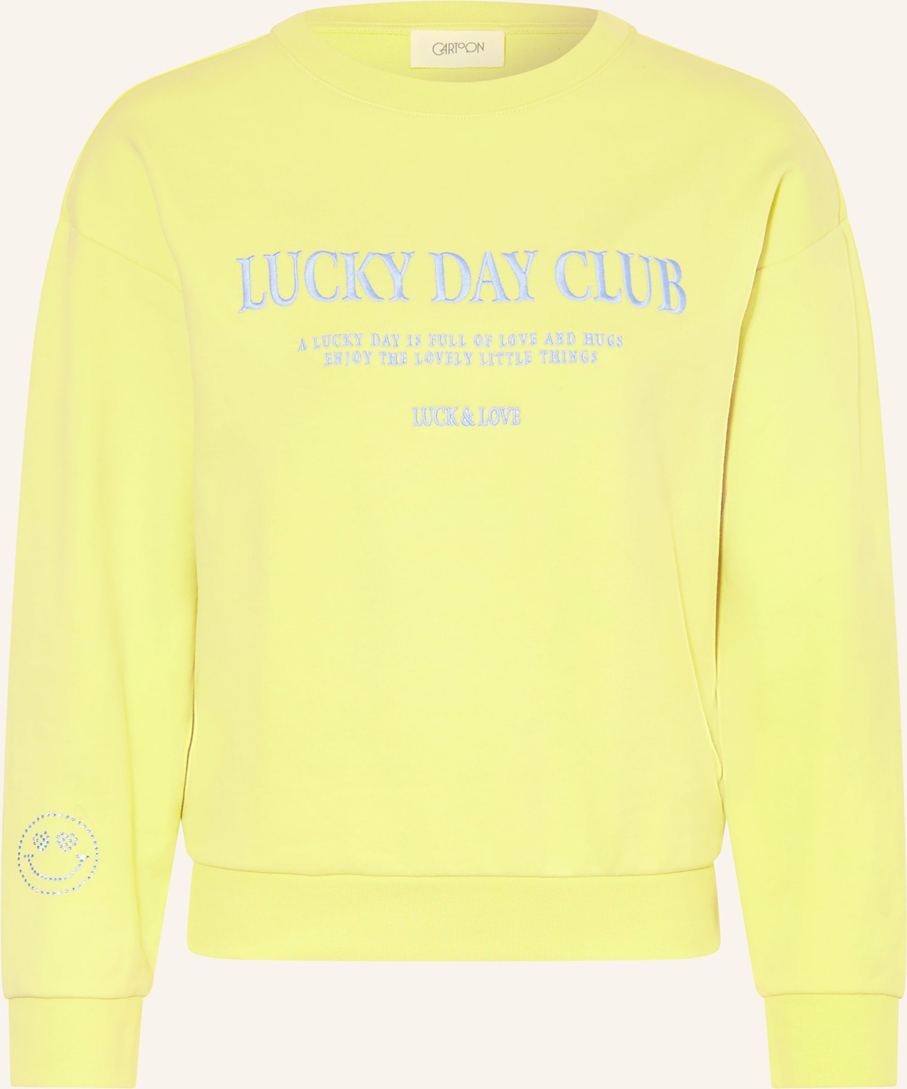 Cartoon Sweatshirt Mit Schmucksteinen gelb