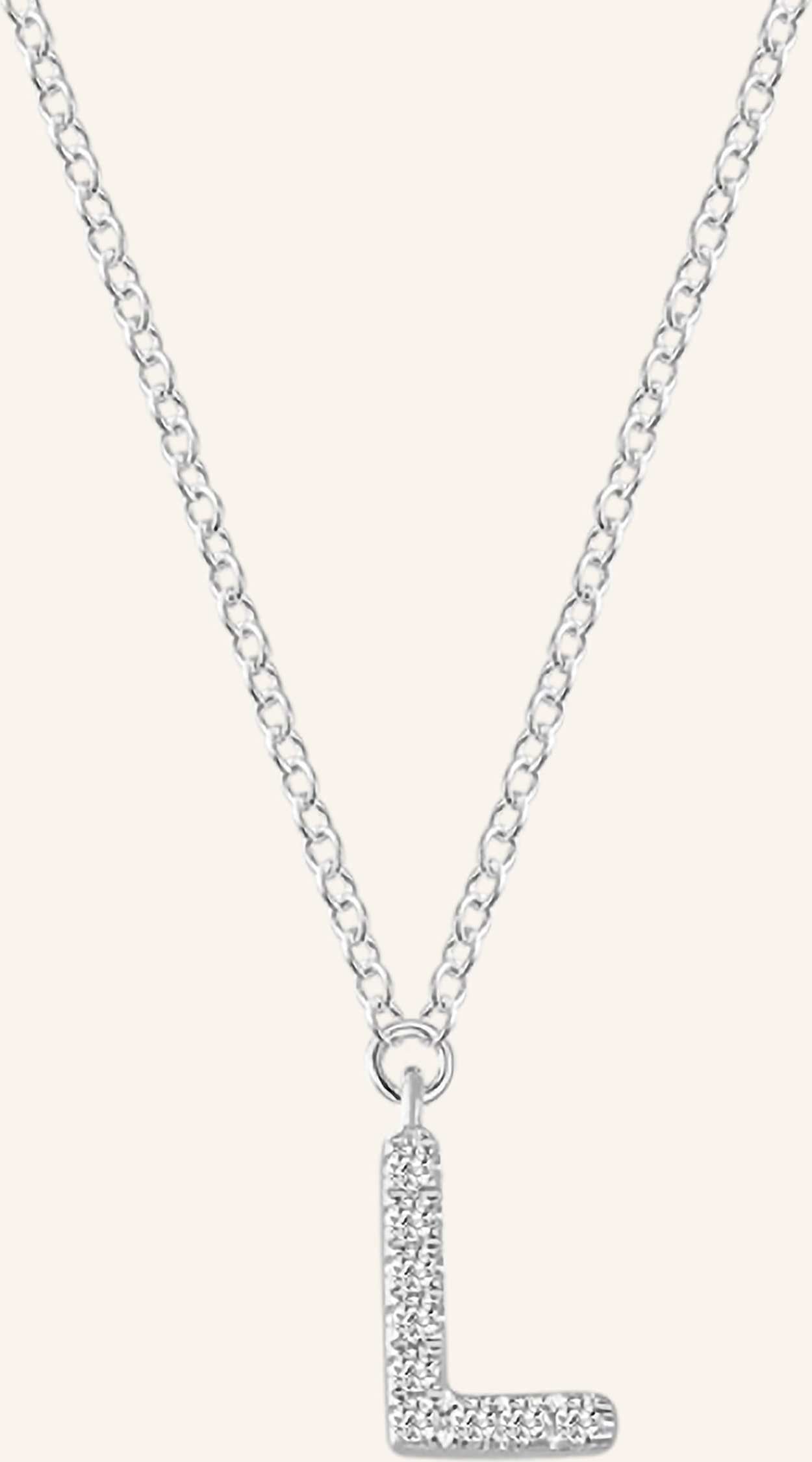 Leaf Initialien Halskette „L“ Aus 14 Karat Weißgold Mit Diamanten silber