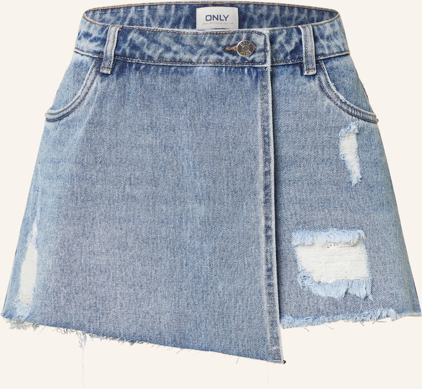 Thumbnail - Only Jeans-Skort In Wickeloptik blau