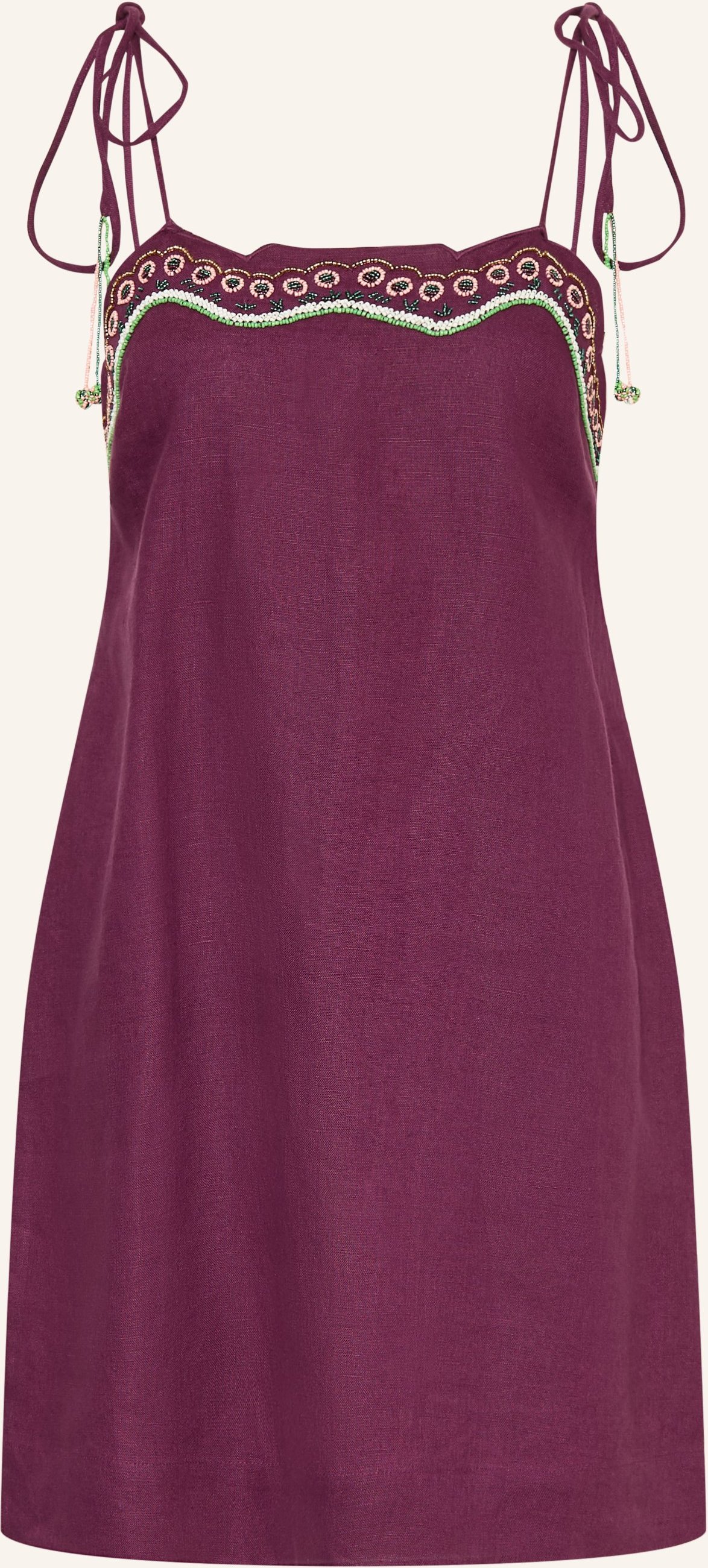 Ottod'ame Leinenkleid Mit Schmuckperlen lila