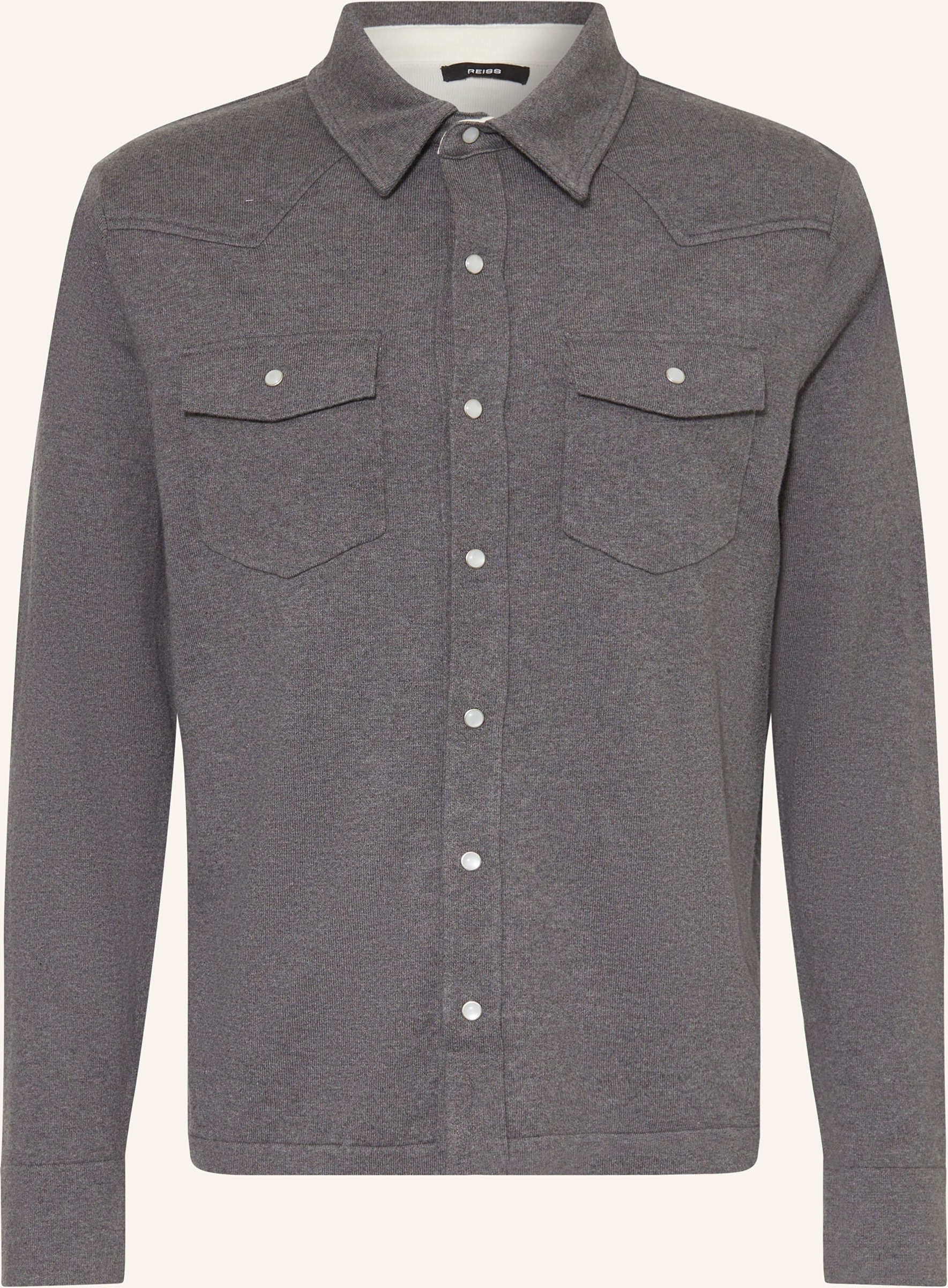 Reiss Strickhemd Ledger Comfort Fit grau