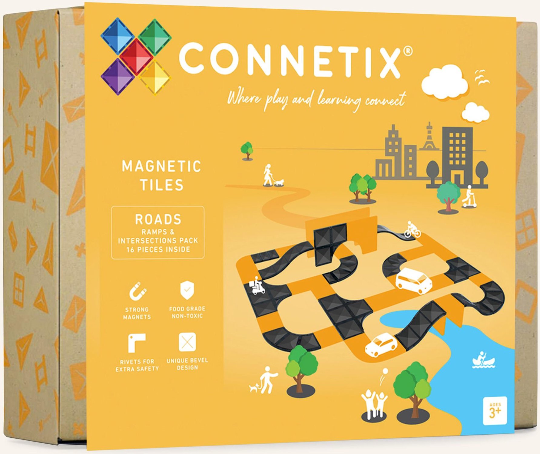 Connetix Rampen- & Kreuzungs-Set gelb