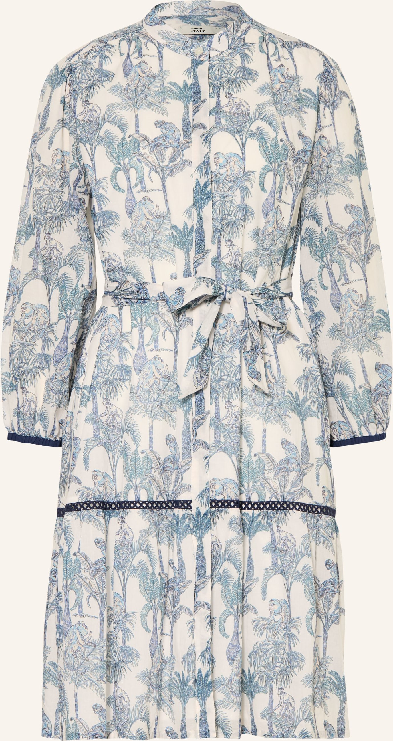 0039 Italy Hemdblusenkleid Milo Mit 3/4-Arm Und Spitze blau