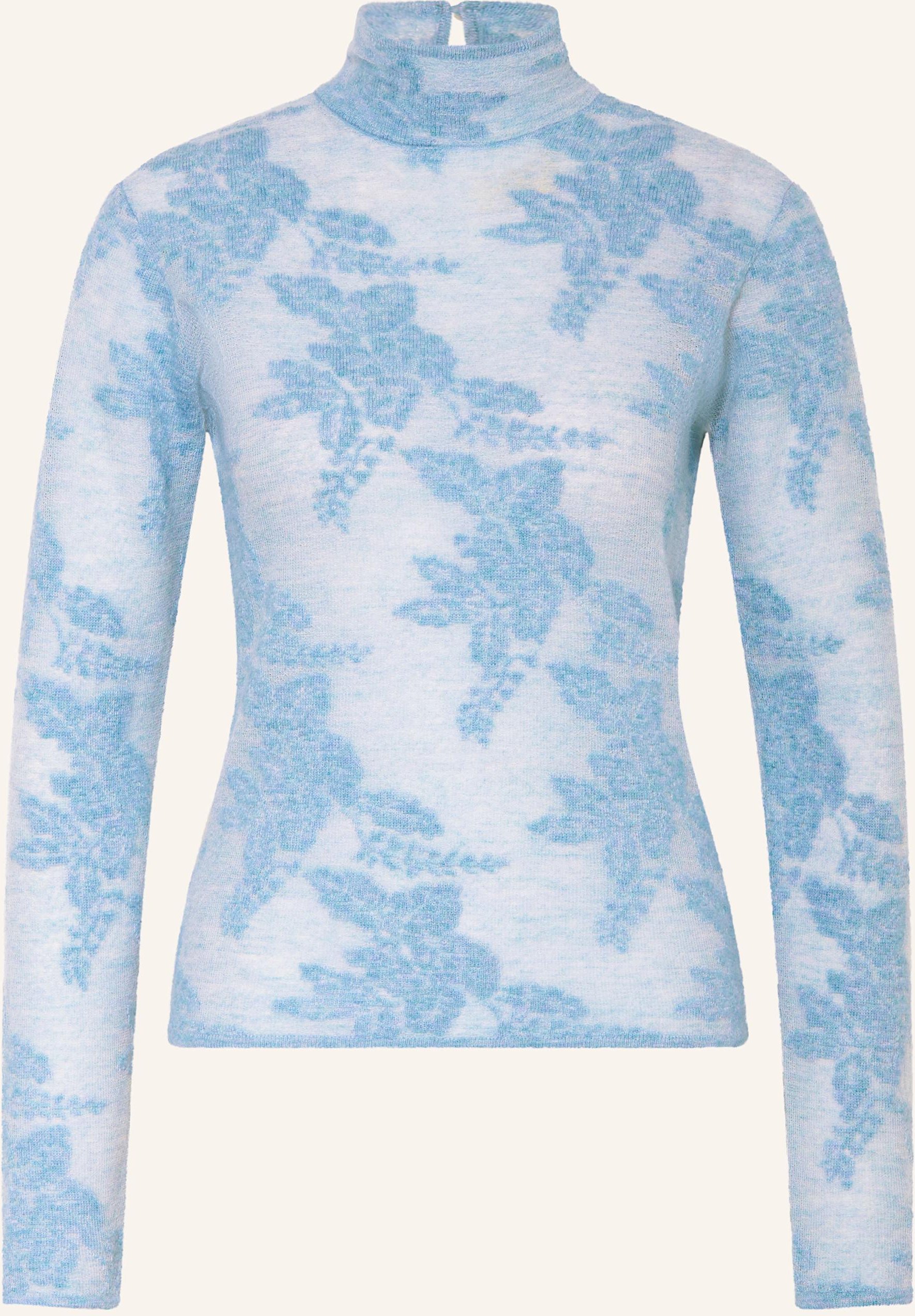 Thumbnail - Ganni Jacquard-Pullover Mit Alpaka blau