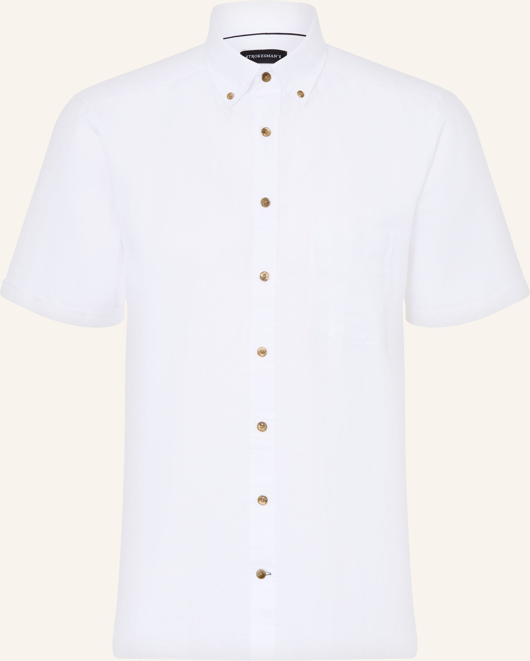 Strokesman's Kurzarm-Hemd Comfort Fit Mit Leinen weiss