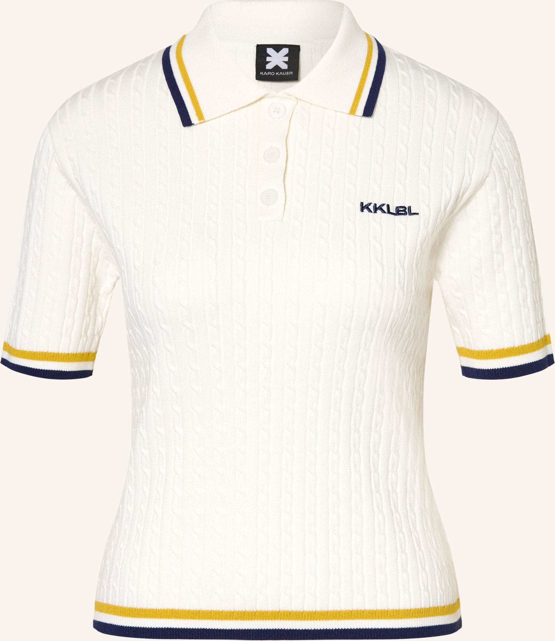 Karo Kauer Strick-Poloshirt weiss