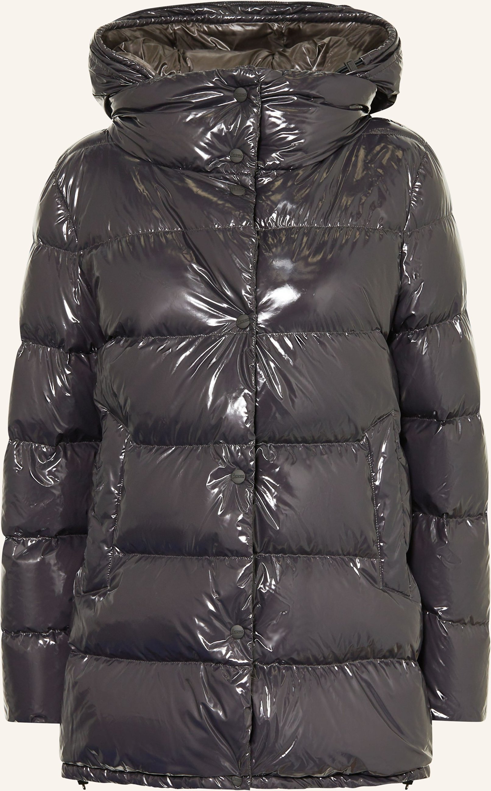 Herno Daunenjacke Mit Abnehmbarer Kapuze grau