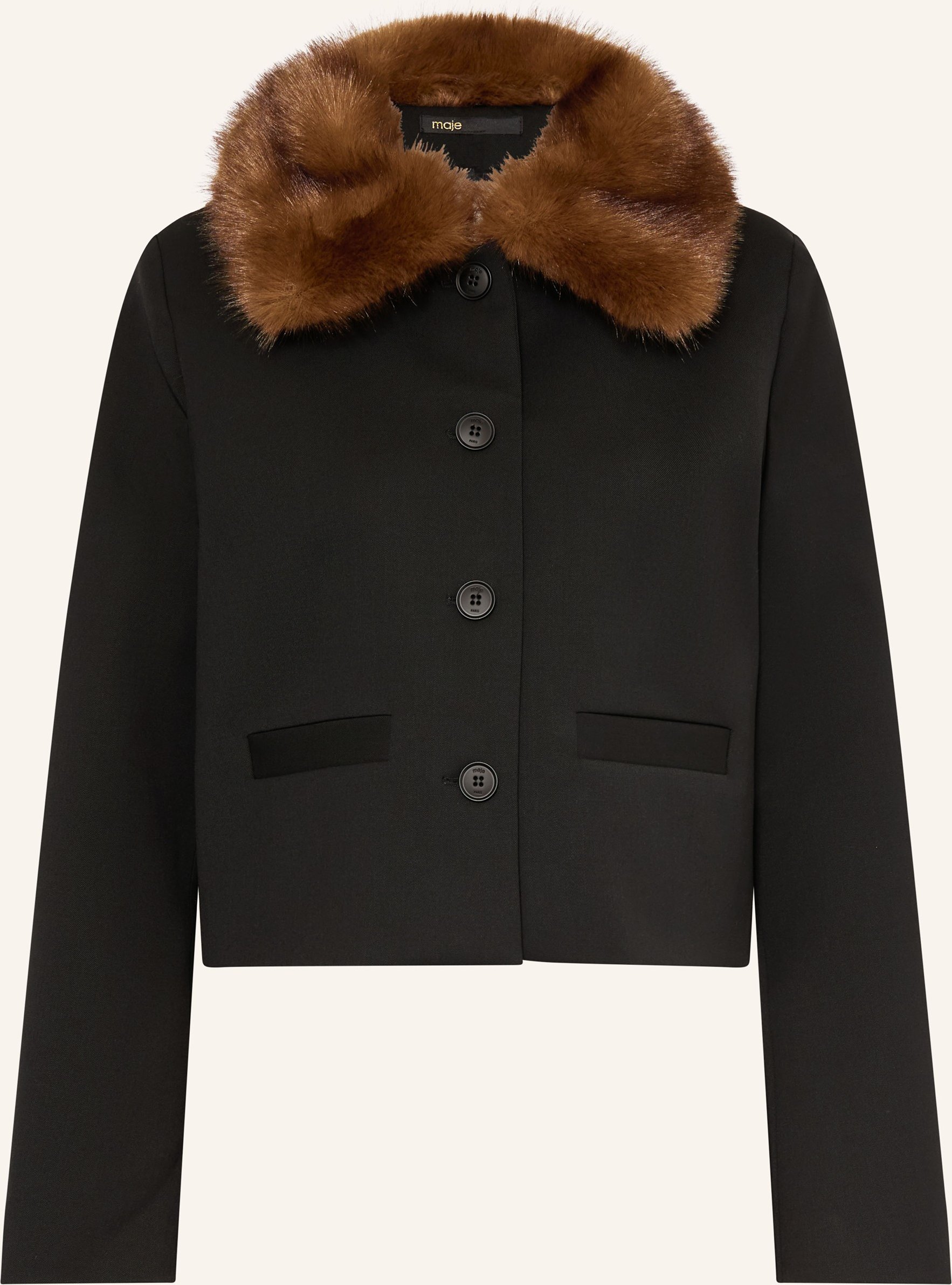 Maje Kastenjacke Mit Kunstfell schwarz