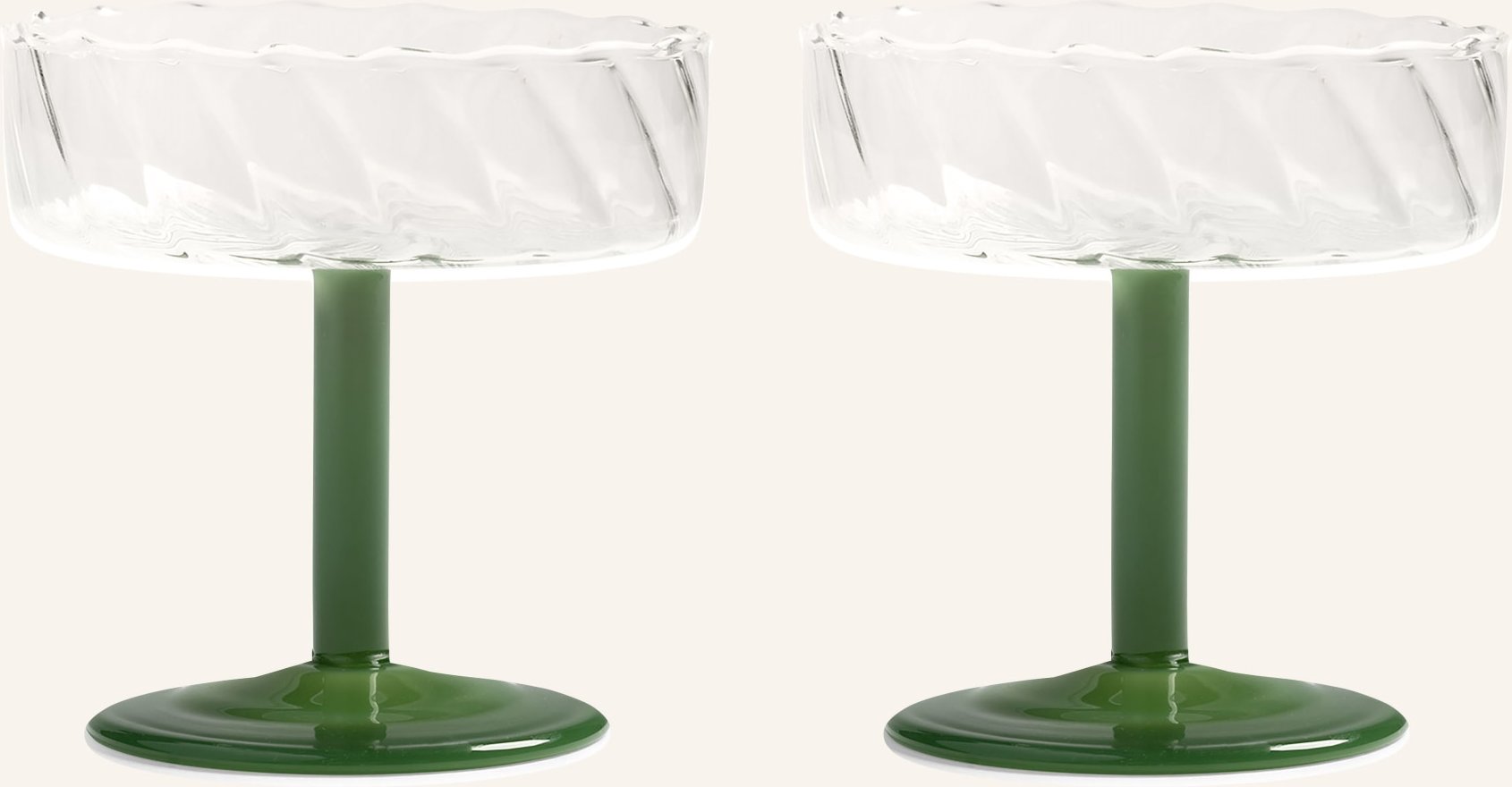 &K Amsterdam 2er-Set Champagnergläser Twirl gruen