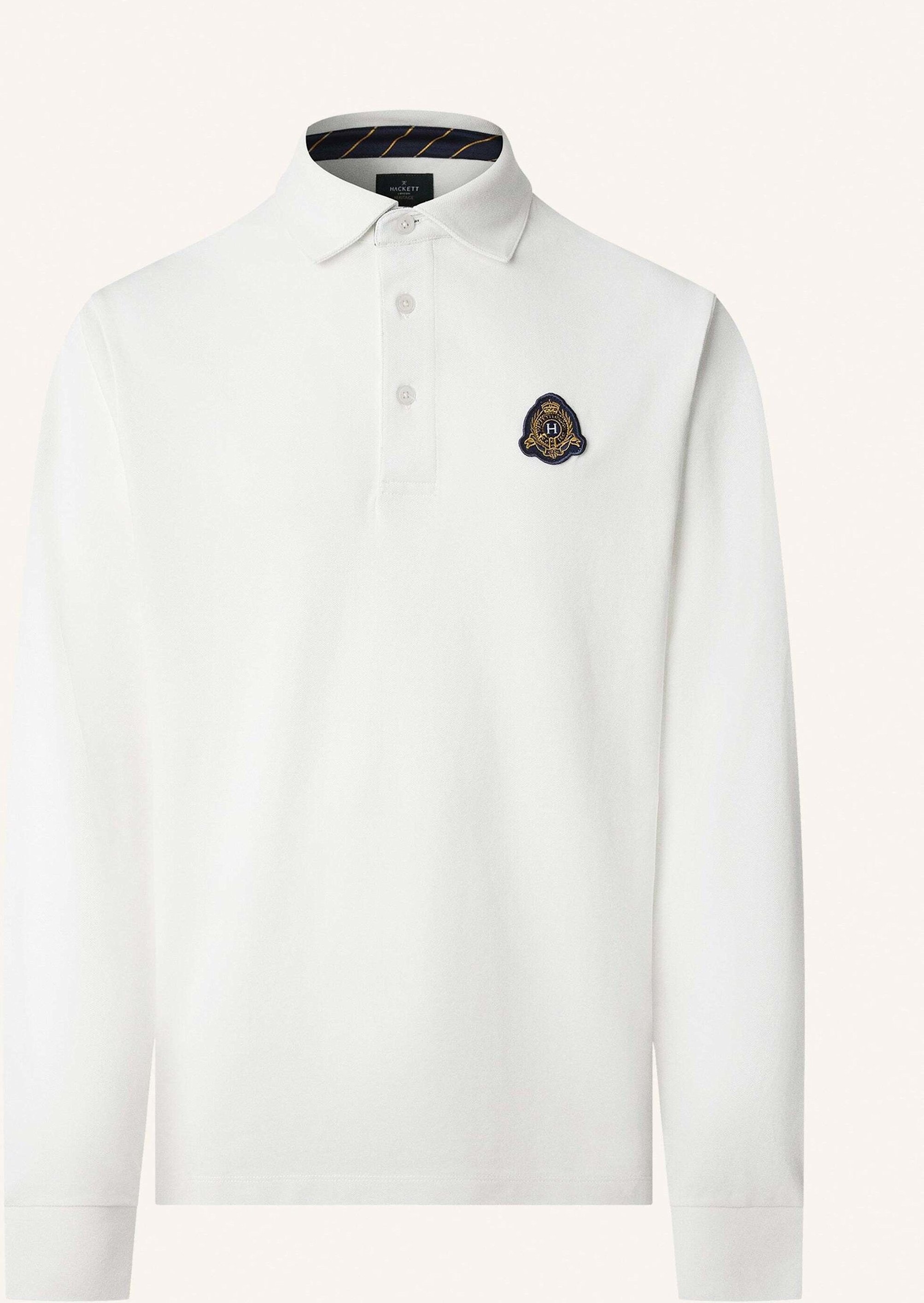 Hackett London Poloshirt Heritage Crest Lgo Ls weiss