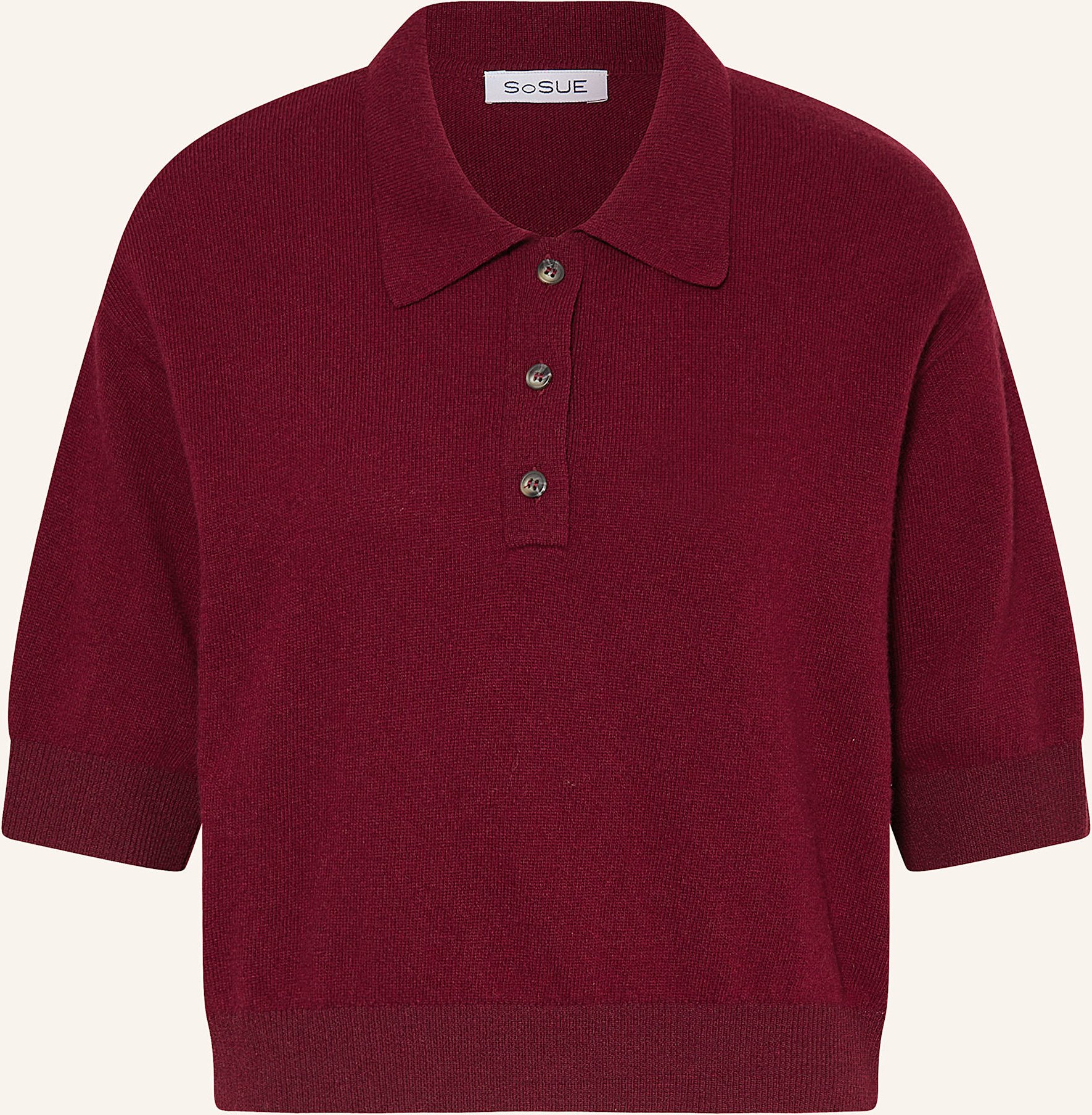 Sosue Strick-Poloshirt Aus Merinowolle rot