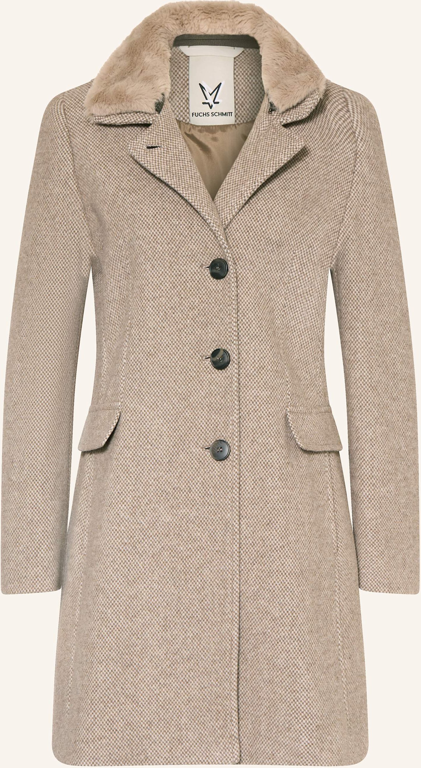 Thumbnail - Fuchs Schmitt Wollmantel Mit Abnehmbarem Kunstfell beige