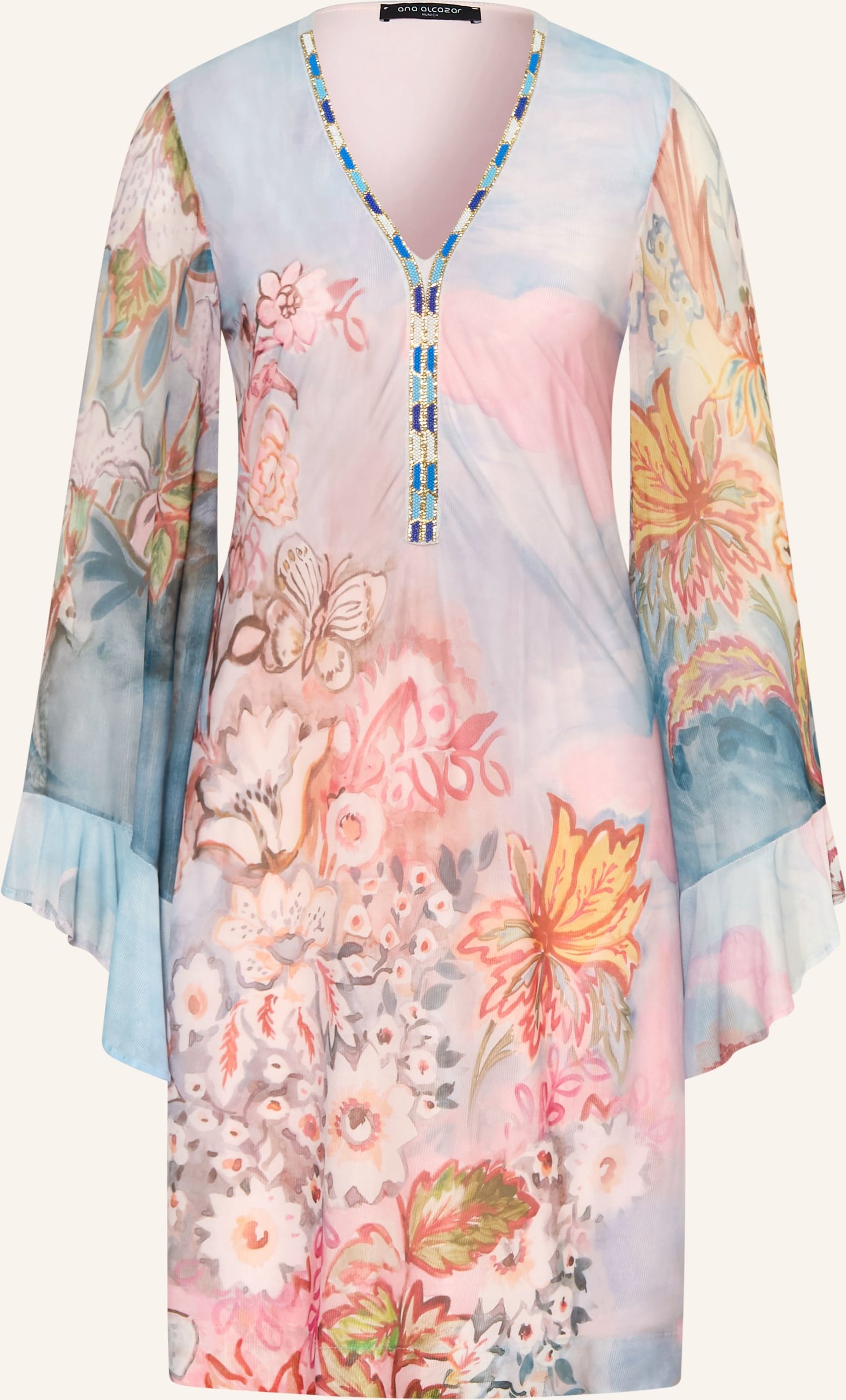 Ana Alcazar Mesh-Kleid Mit Schmuckperlen blau