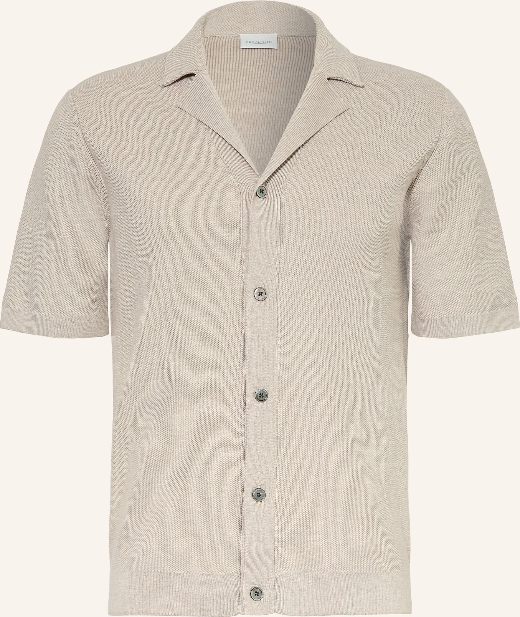 Profuomo Strickhemd Regular Fit beige
