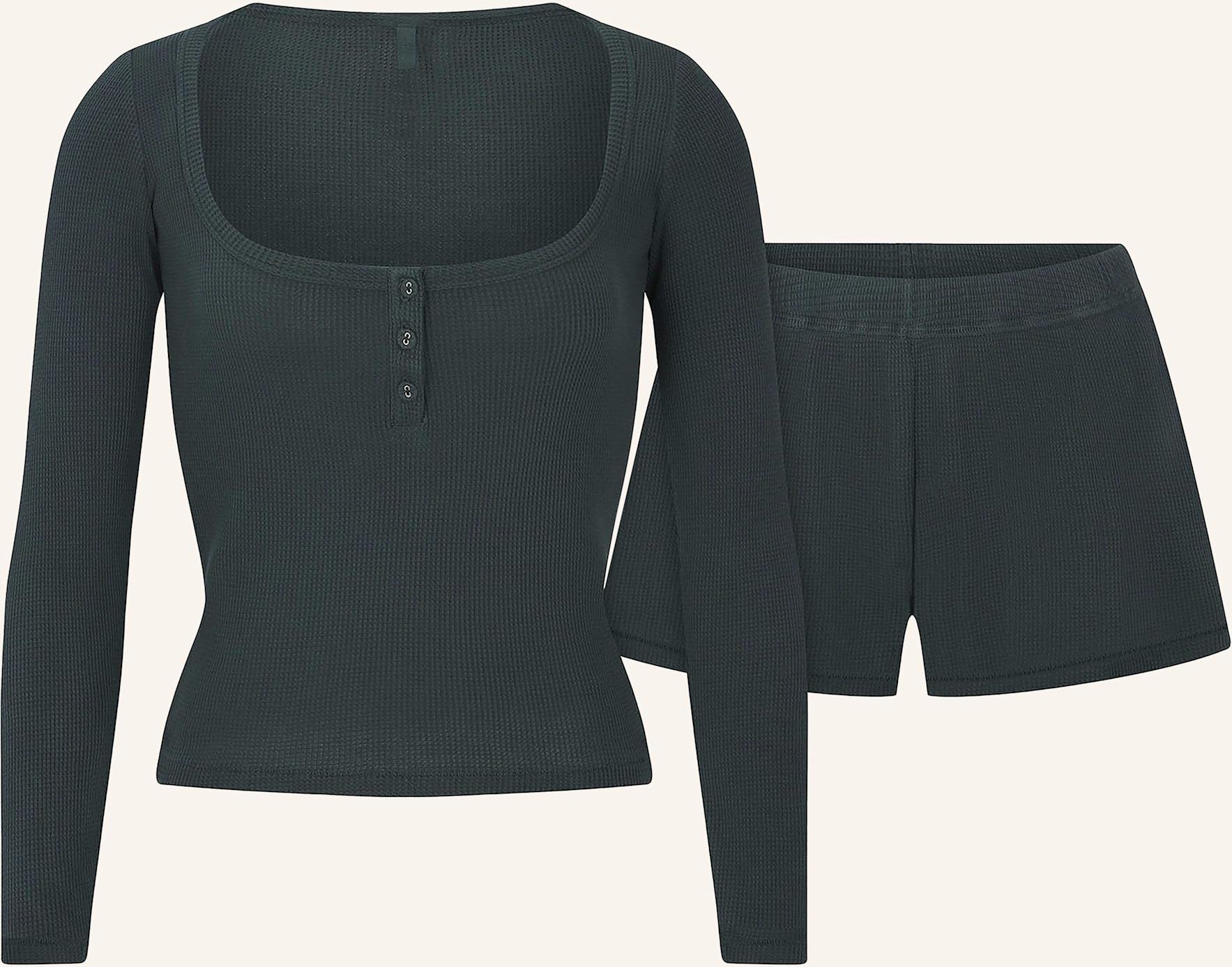 Skims Shorty-Schlafanzug Waffle Sleep gruen