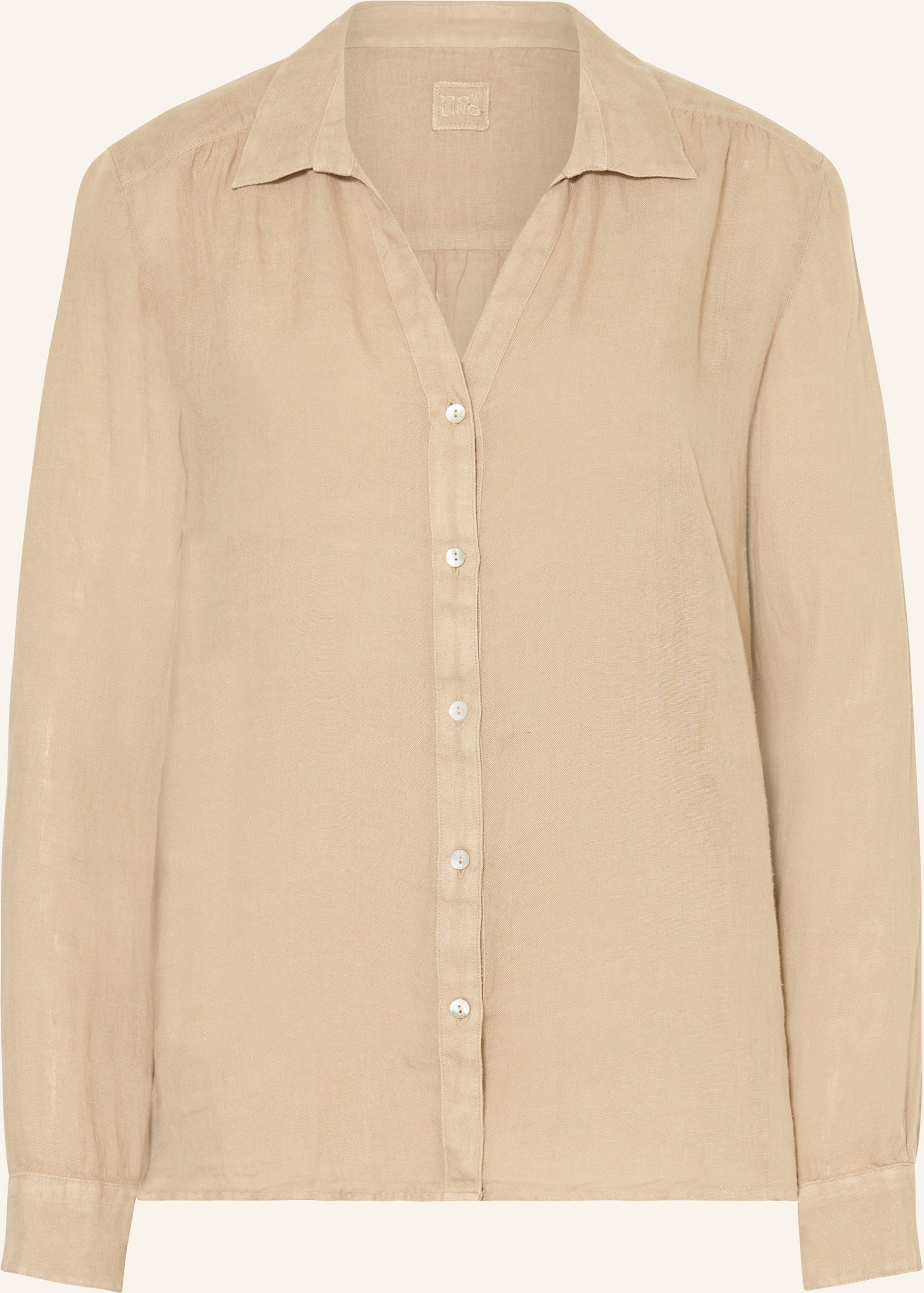 120%Lino Hemdbluse Aus Leinen beige