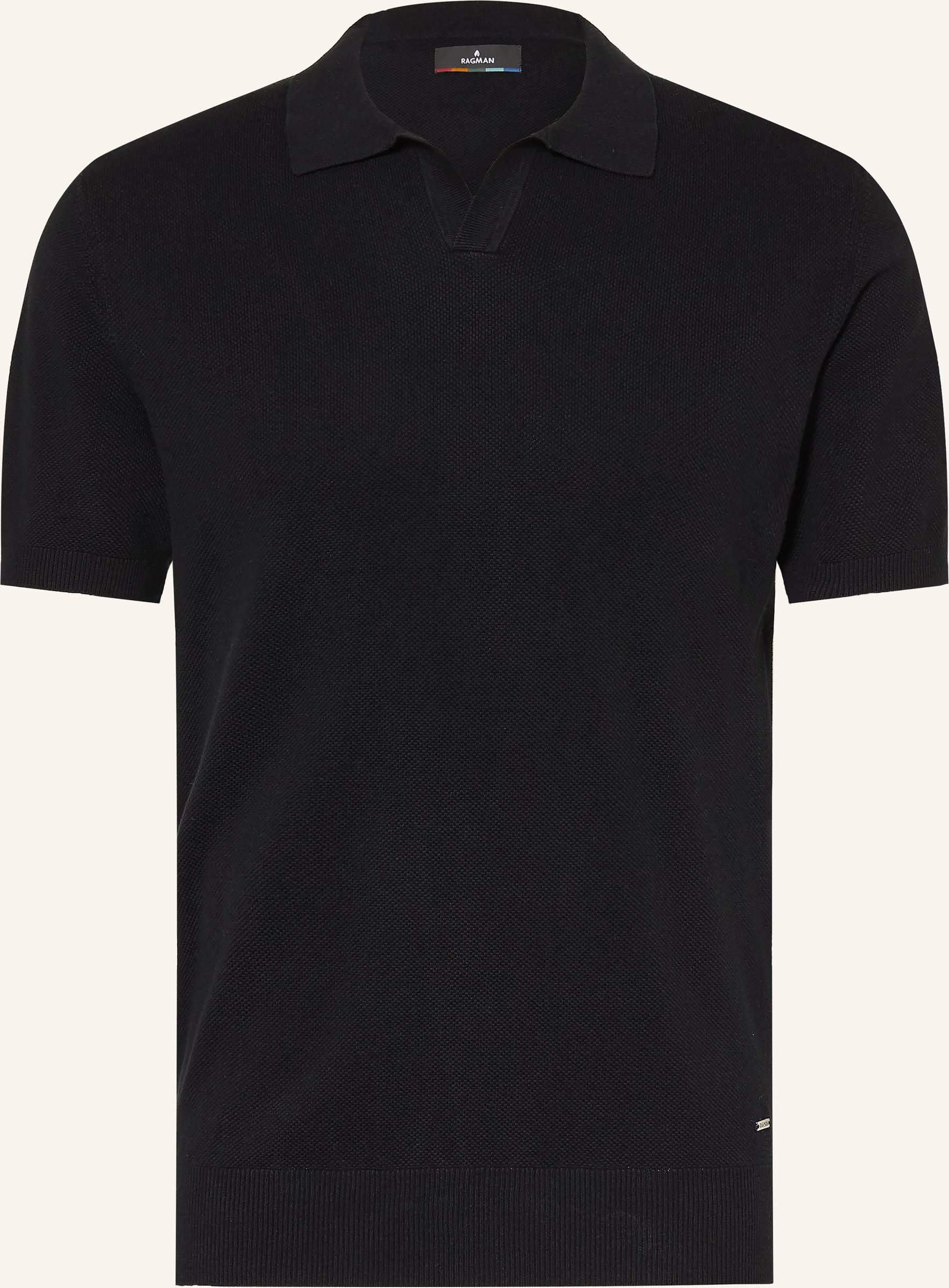 Ragman Strick-Poloshirt schwarz