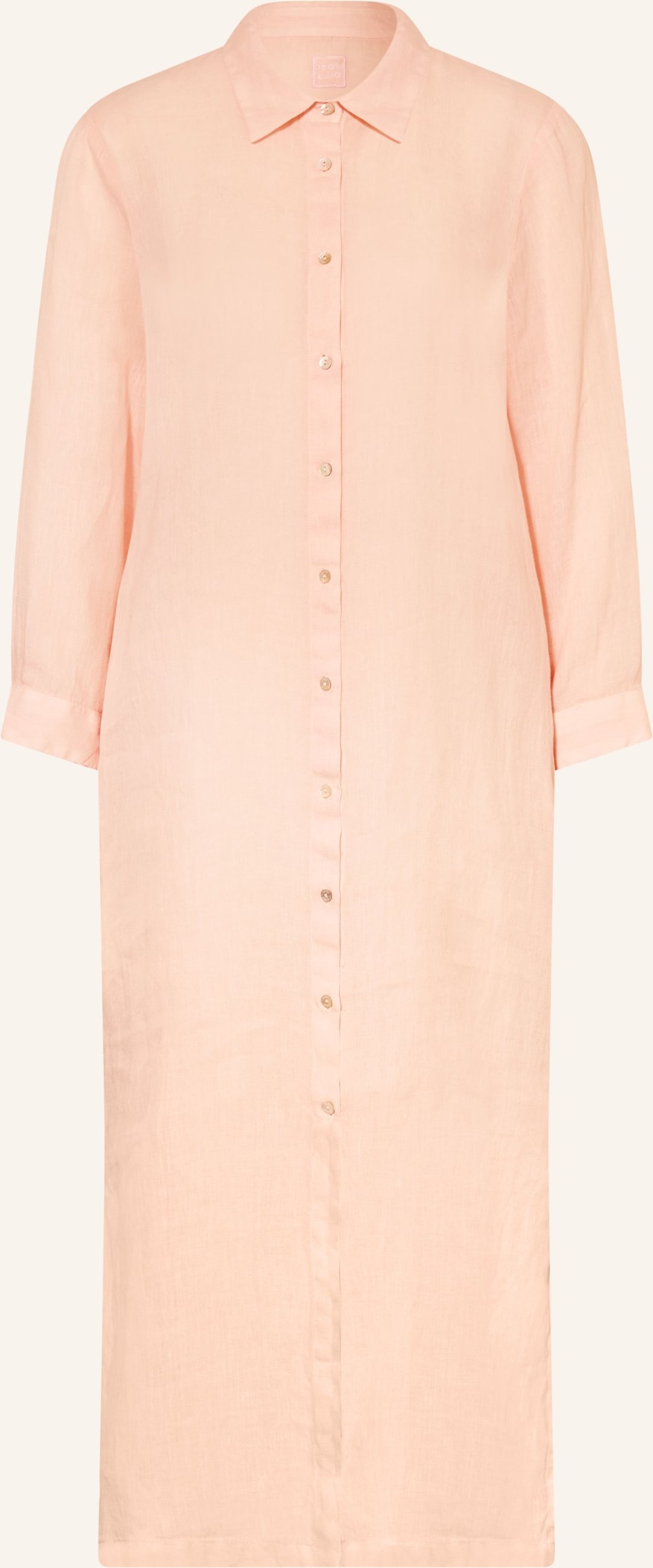 120%Lino Hemdblusenkleid Aus Leinen rosa