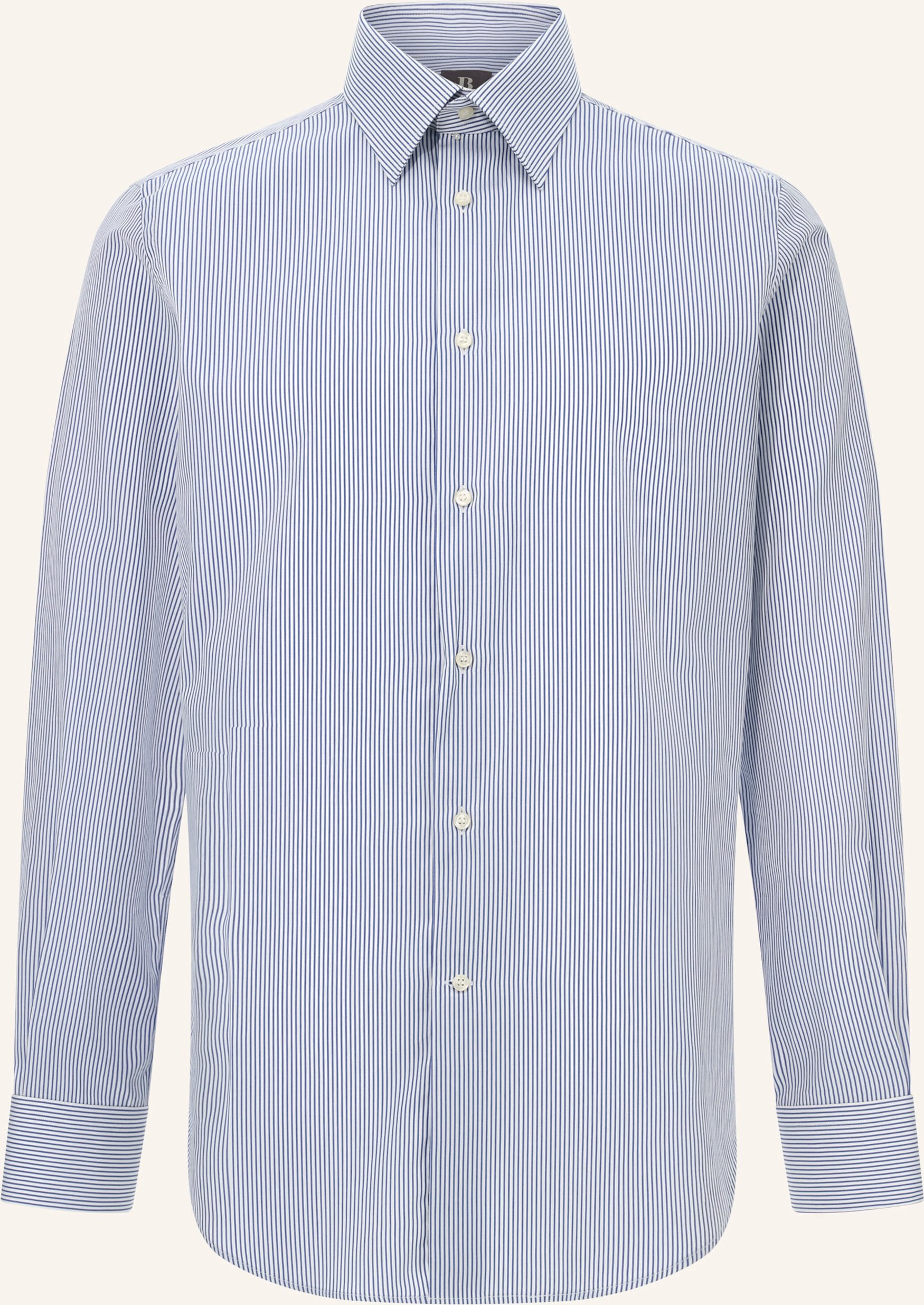 Thumbnail - Boggi Milano Regular Fit Striped Cotton Shirt blau