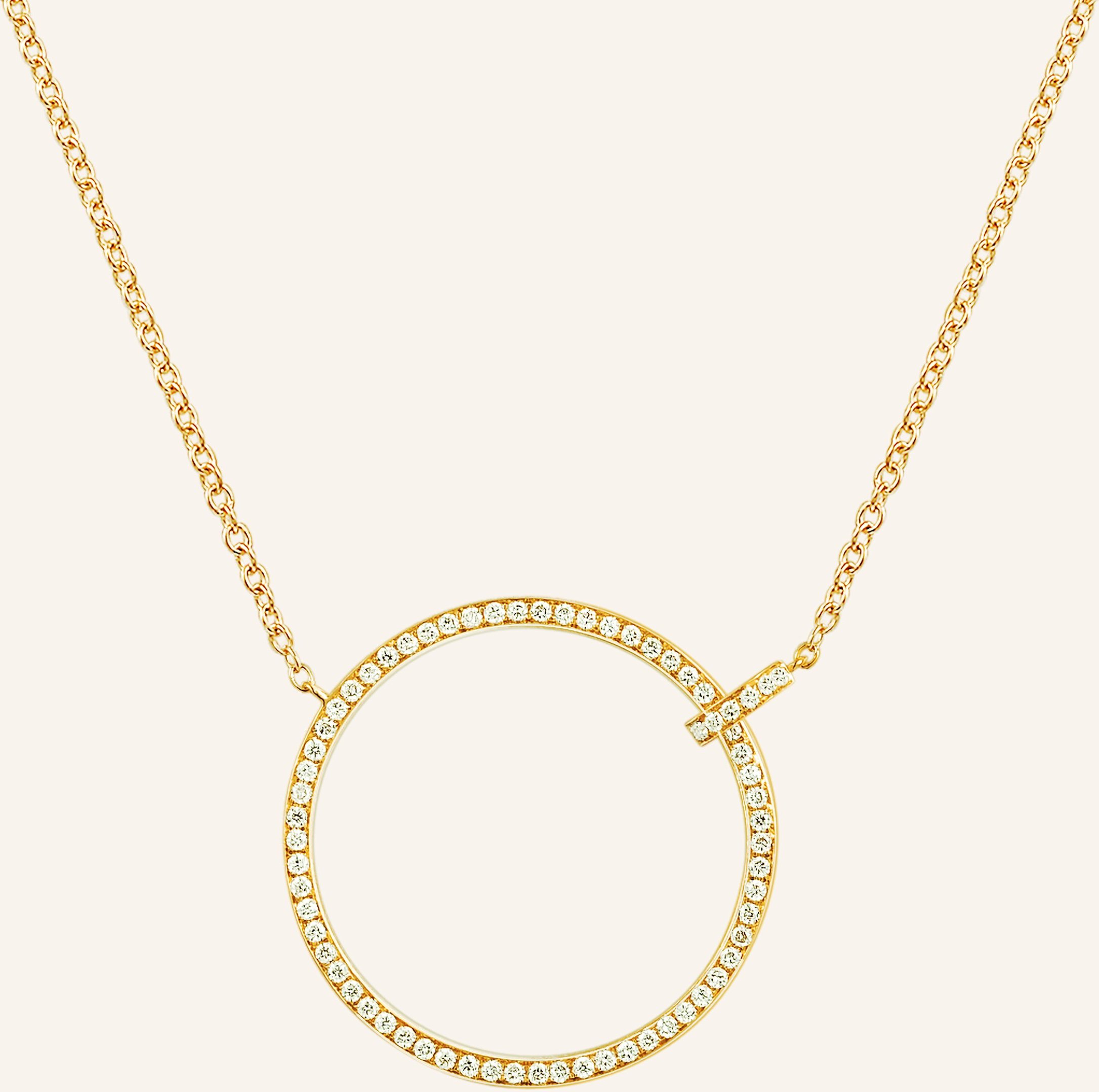 Leaf Halskette Circle Aus 18 Karat Gelbgold Mit Diamanten gold
