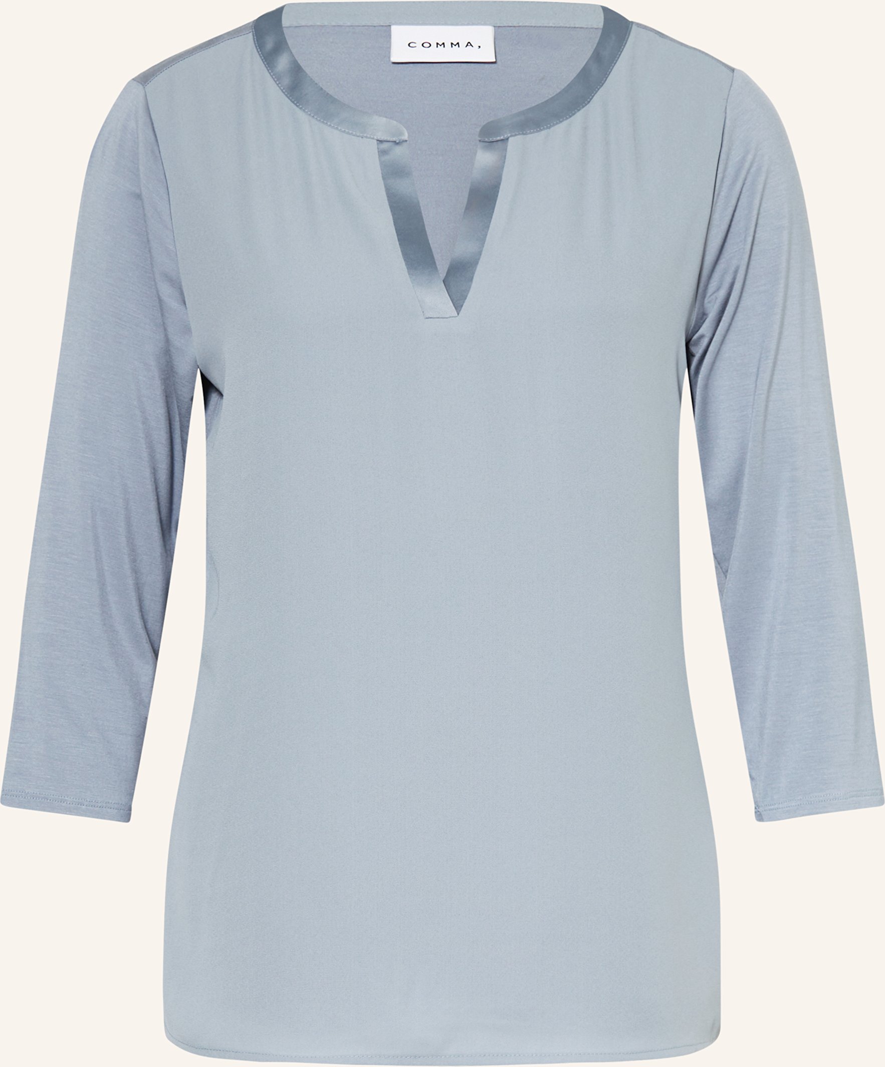Comma Shirt Im Materialmix Mit 3/4-Arm blau