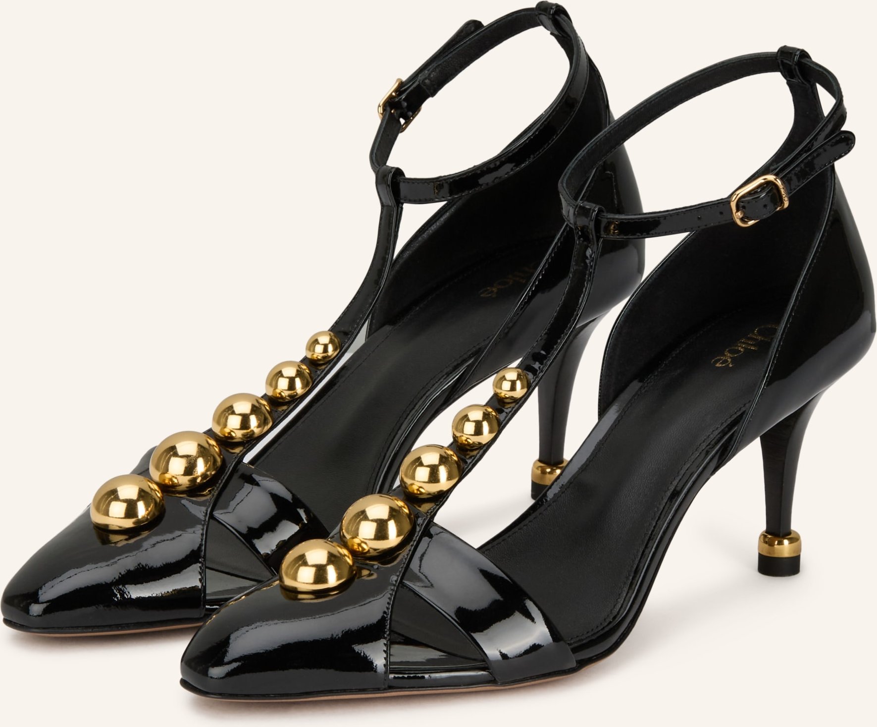 Chloé Lack-Pumps Mit Nieten schwarz