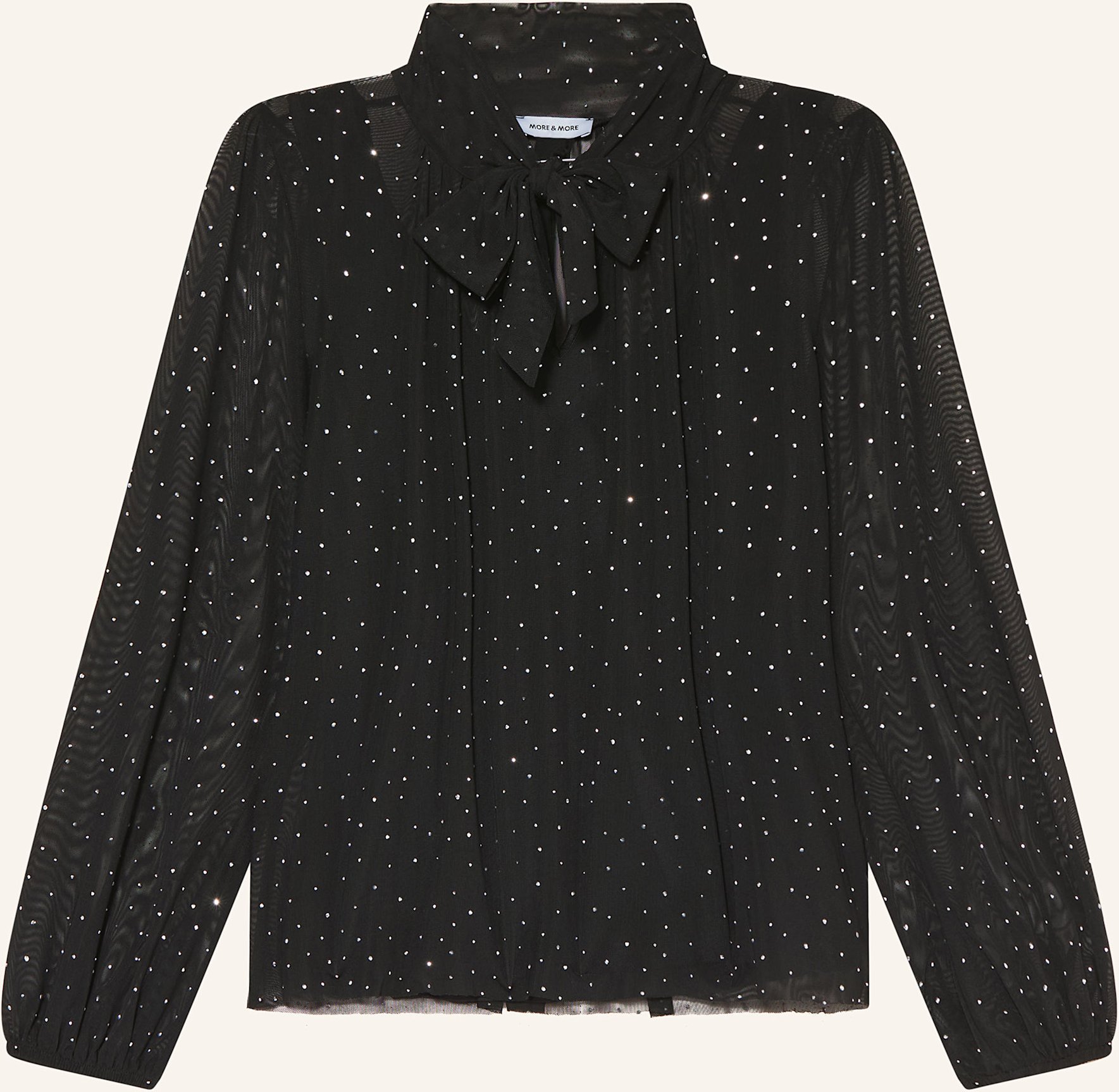 More & More Schluppenbluse Aus Mesh Mit Schmucksteinen schwarz