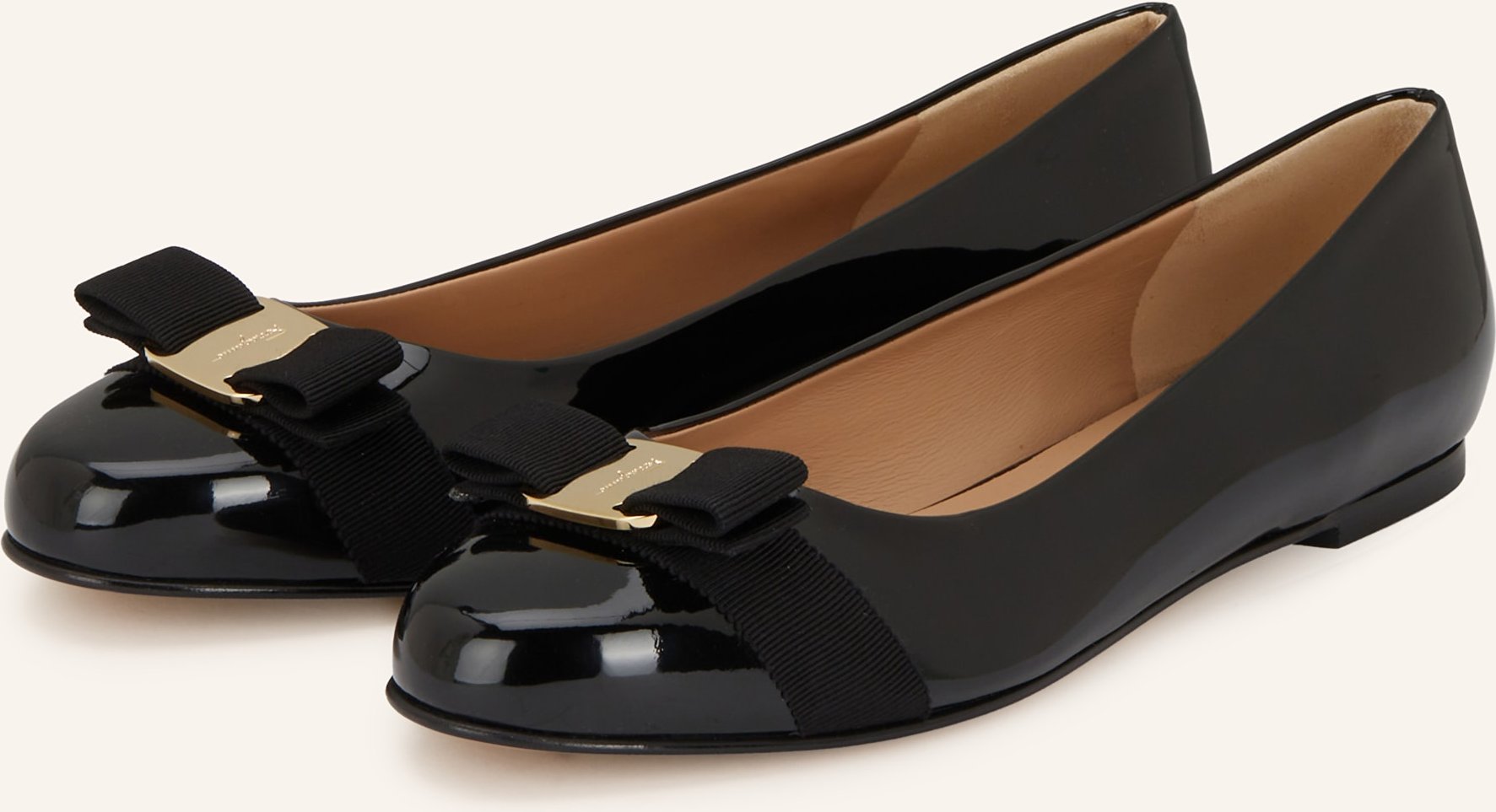 Ferragamo Lackballerinas Varina schwarz