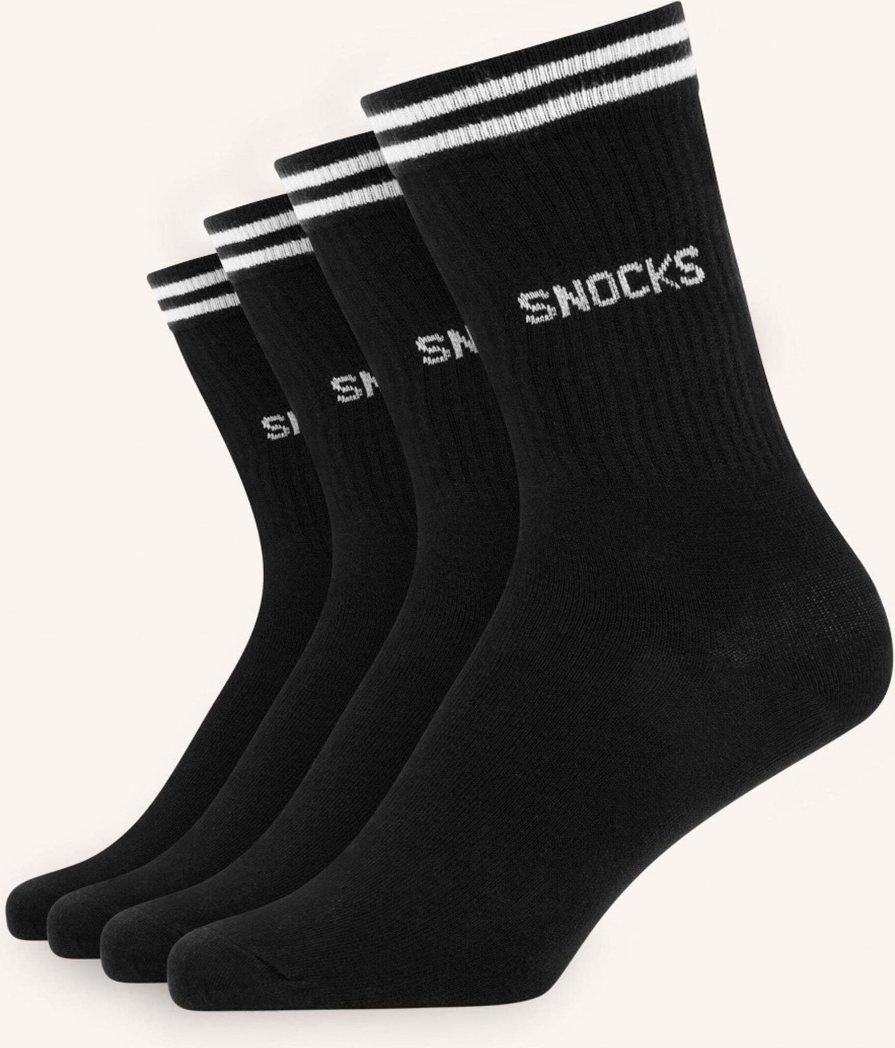 Snocks Hohe Sportsocken Mit Streifen (4 Paare) schwarz