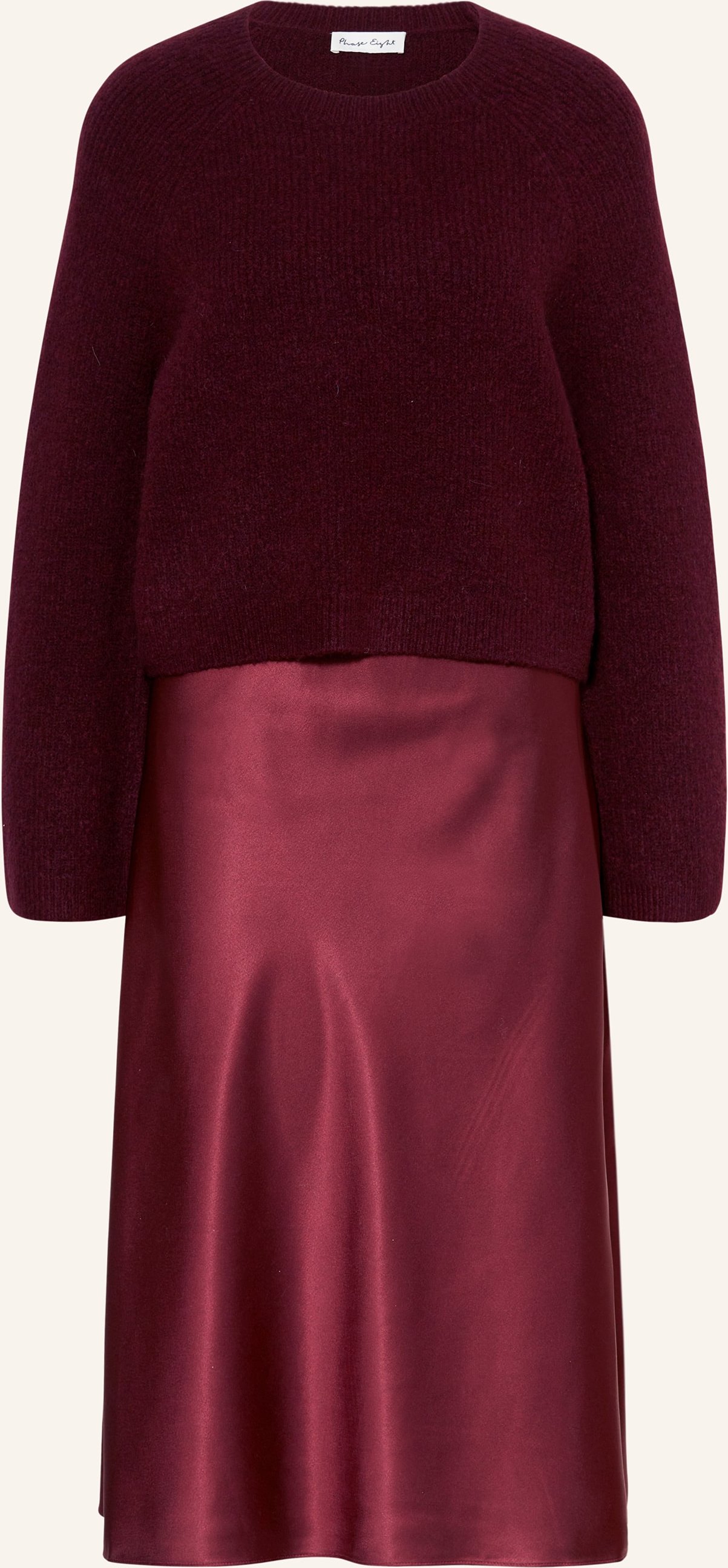 Phase Eight Set Issy: Satinkleid Mit Pullover rot