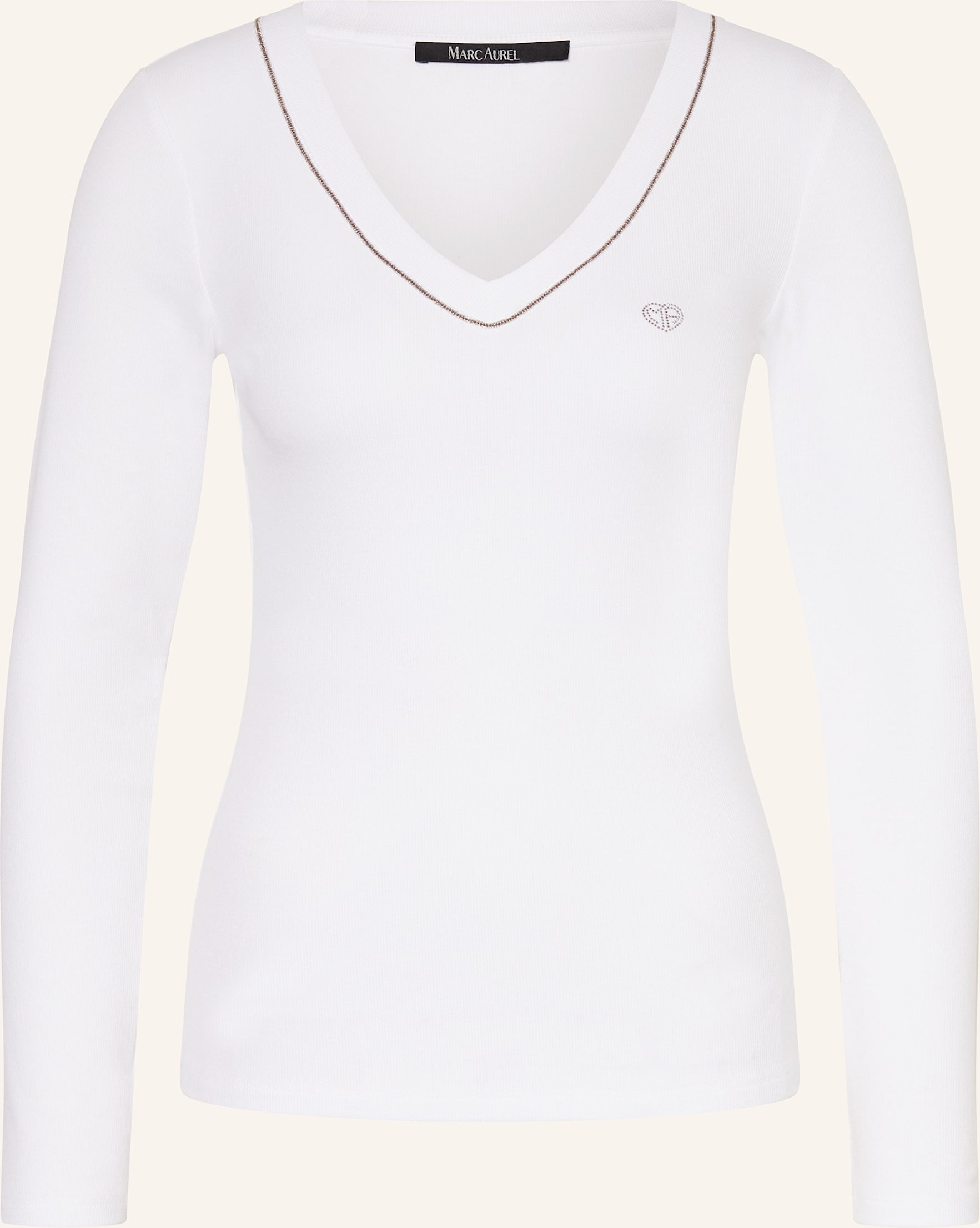 Thumbnail - Marc Aurel Longsleeve Mit Schmucksteinen weiss