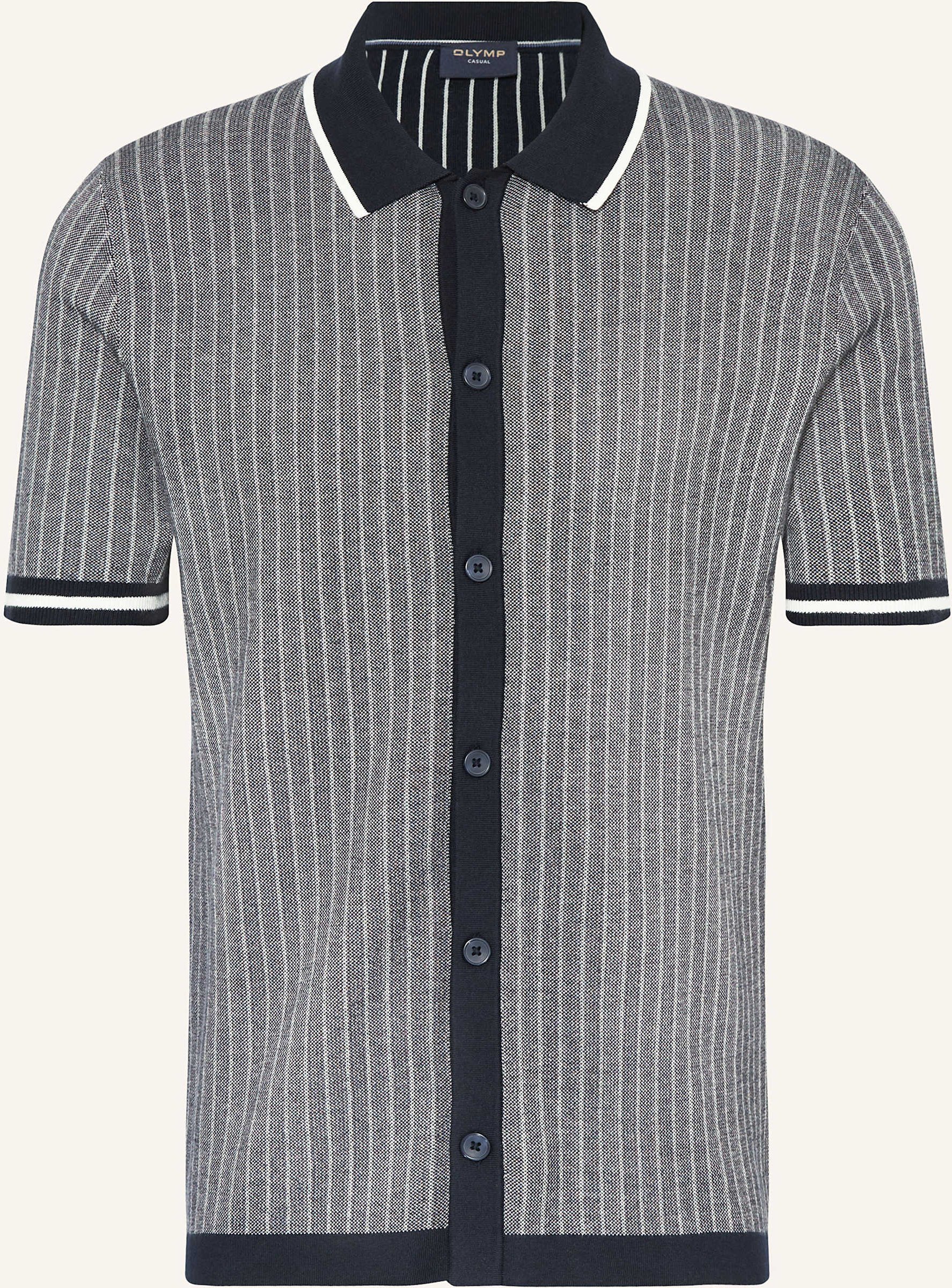 Olymp Strickhemd Casual Comfort Fit blau