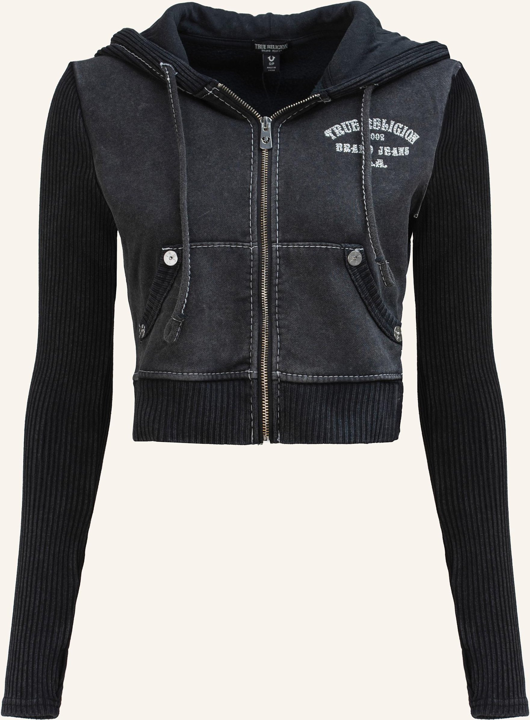 True Religion Zip-Hoodie schwarz