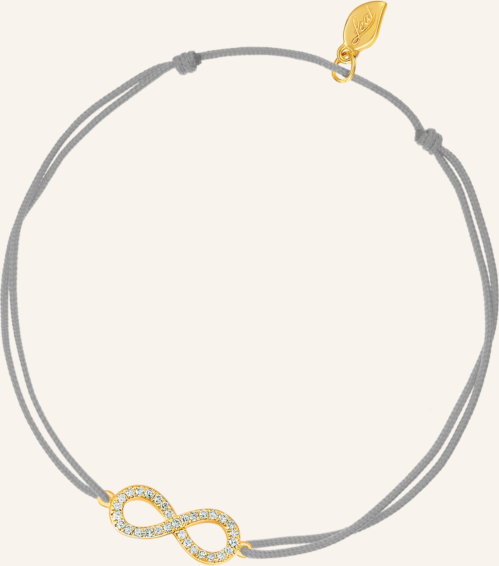 Leaf Freundschaftsarmband Infinity Aus 18 Karat Gelbgold Mit Diamanten grau