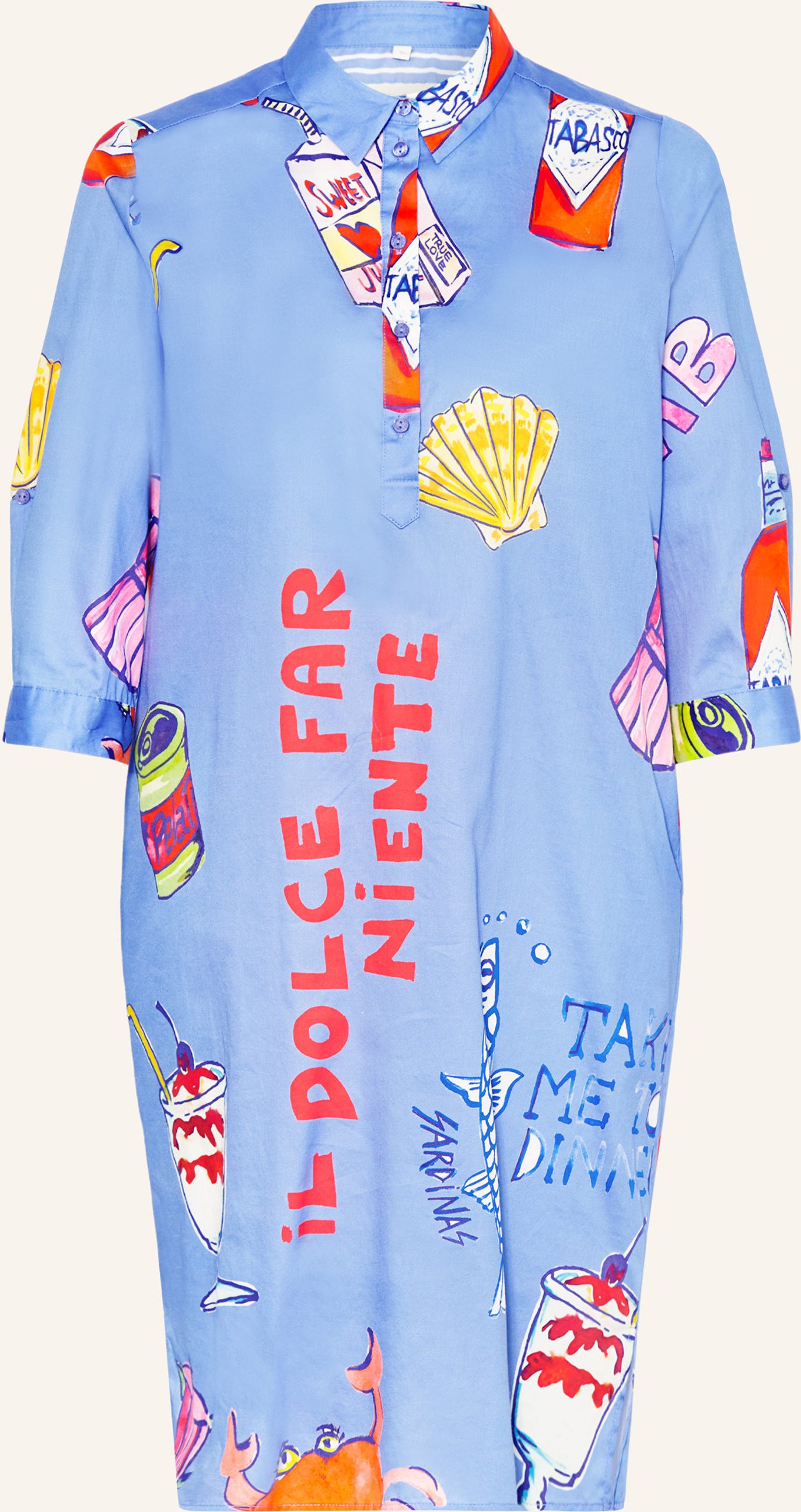 Milano Italy Hemdblusenkleid Mit 3/4-Arm blau