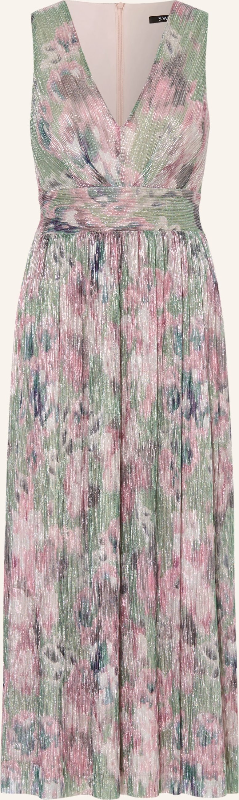 Swing Cocktailkleid Mit Glitzergarn Und Plissees rosa