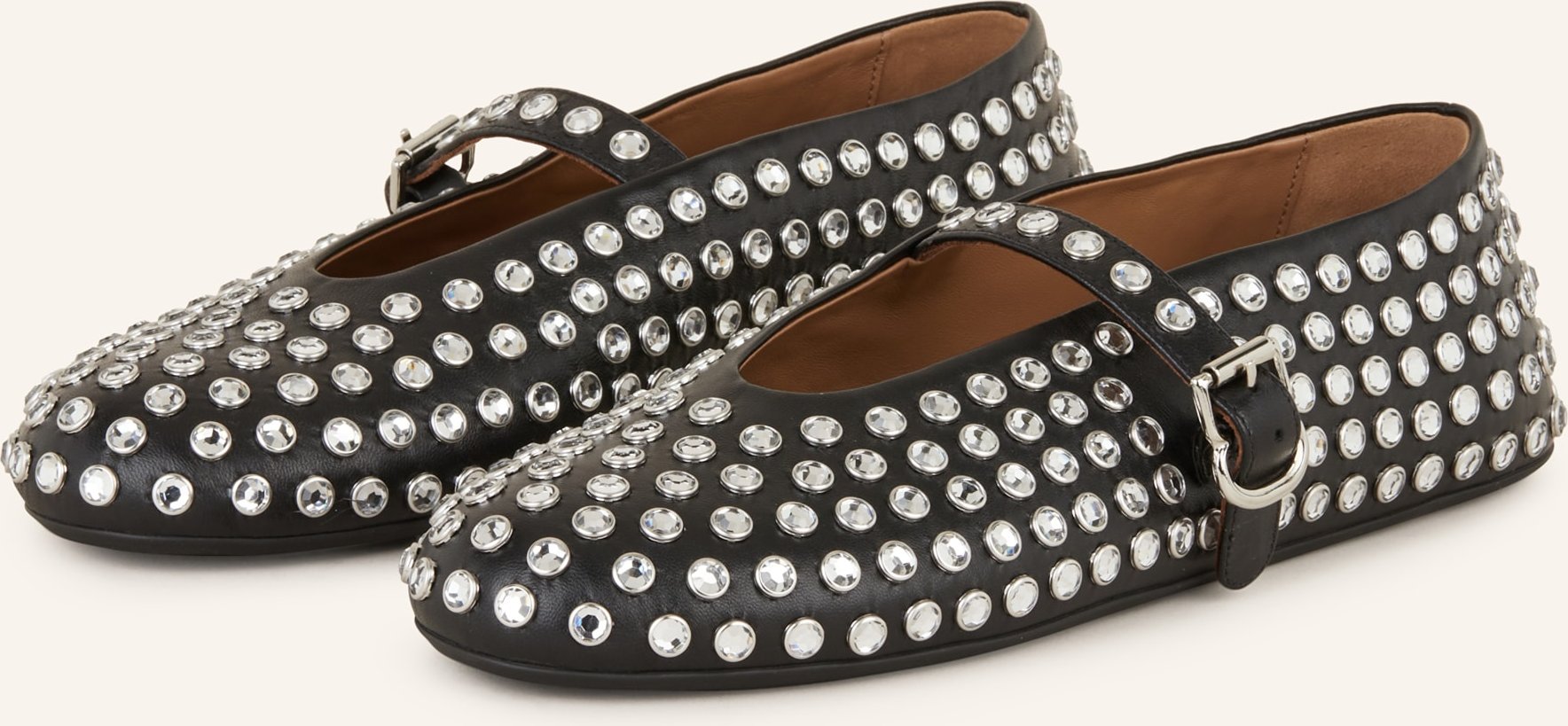 Thumbnail - Alaïa Ballerinas Mit Schmucksteinen schwarz